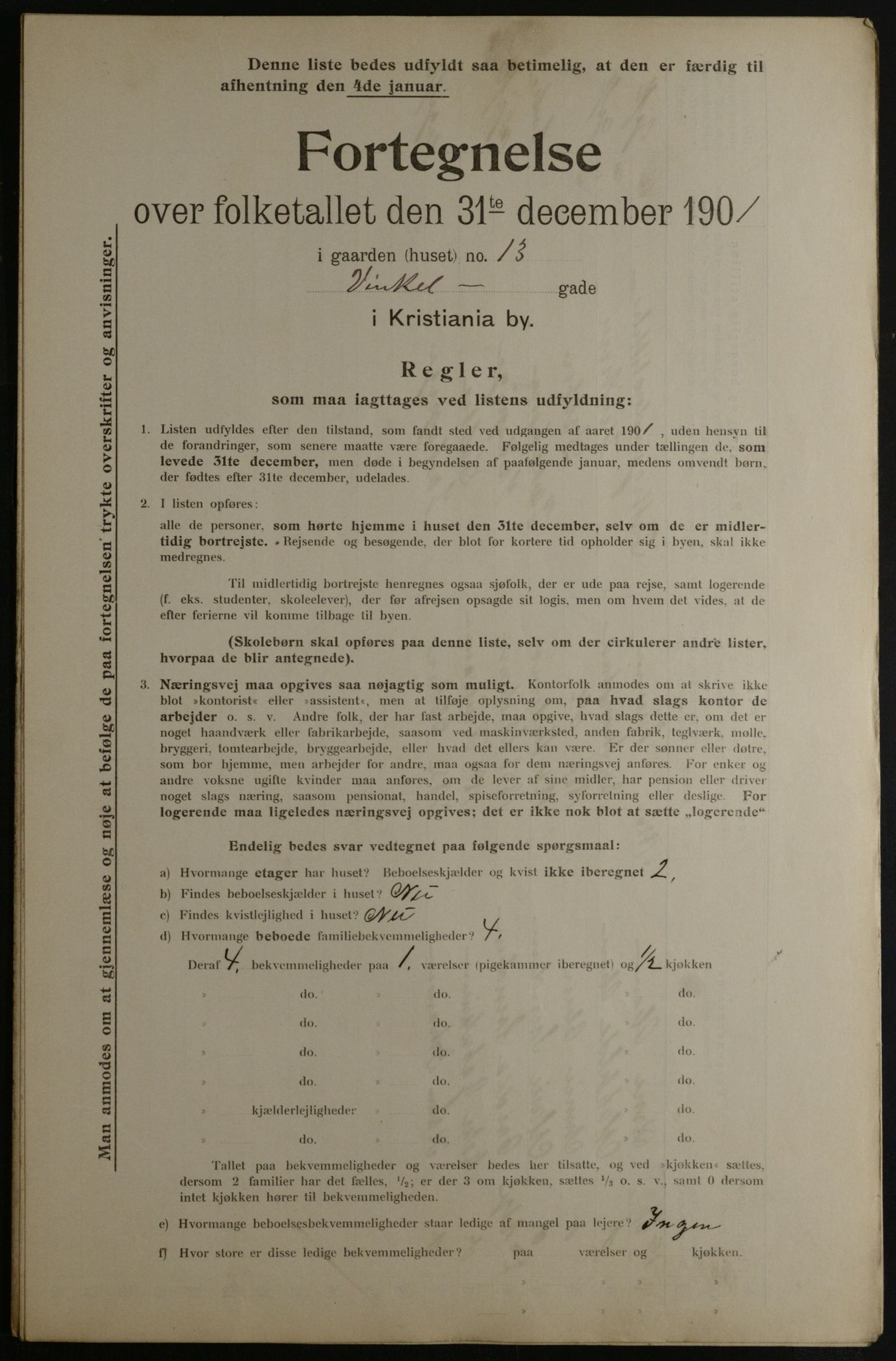 OBA, Municipal Census 1901 for Kristiania, 1901, p. 18999