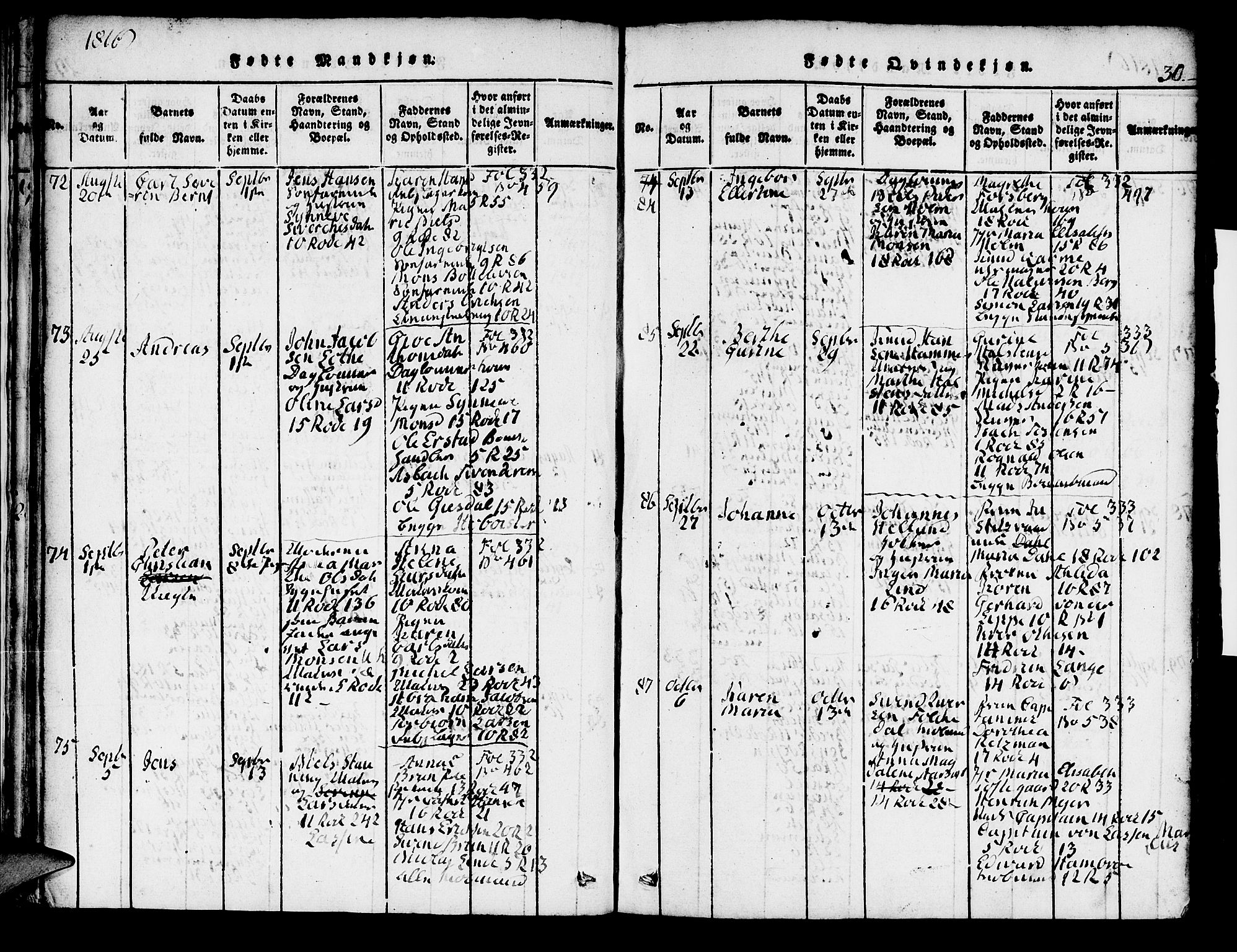 Domkirken sokneprestembete, AV/SAB-A-74801/H/Hab/L0001: Parish register (copy) no. A 1, 1816-1821, p. 30