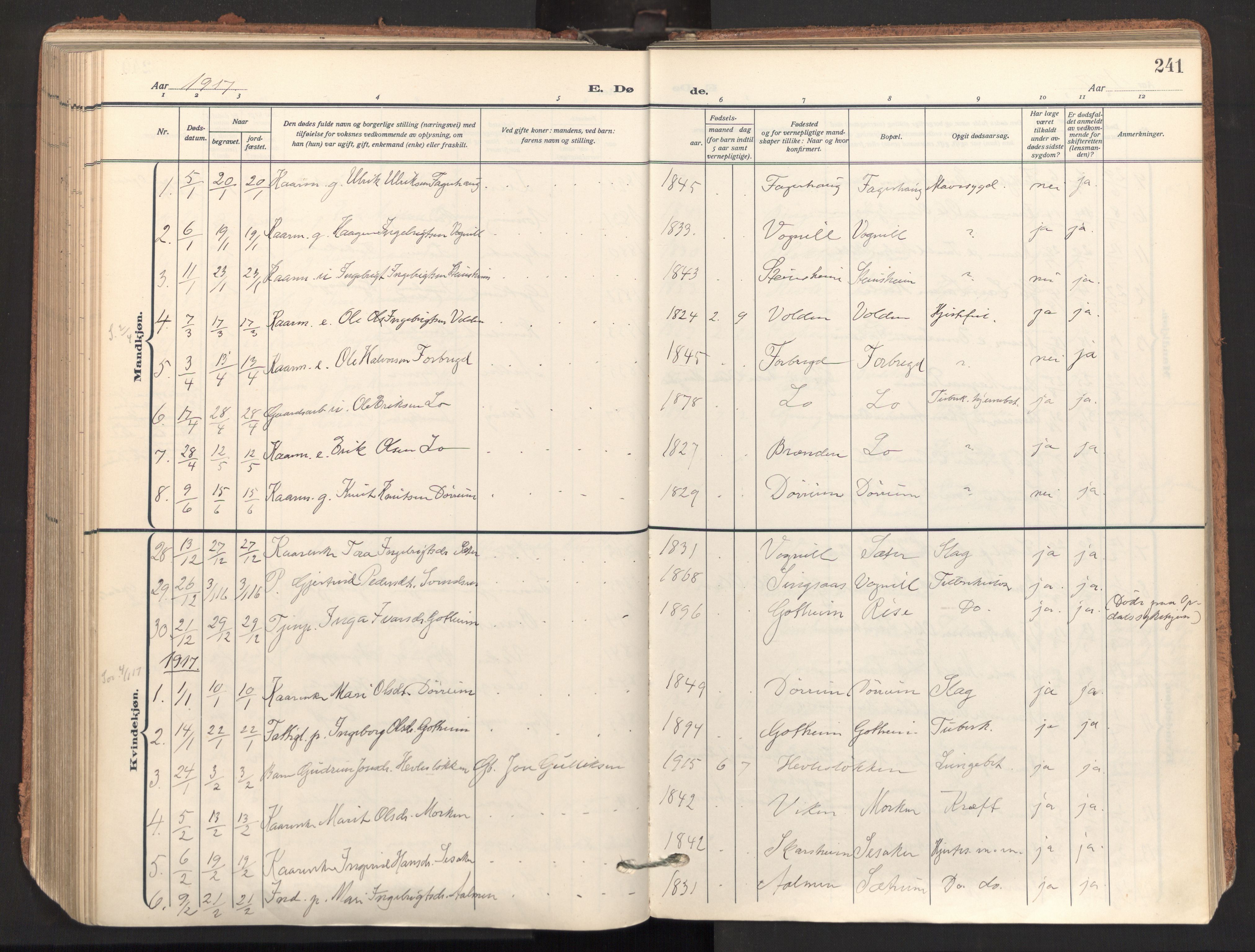 Ministerialprotokoller, klokkerbøker og fødselsregistre - Sør-Trøndelag, SAT/A-1456/678/L0909: Parish register (official) no. 678A17, 1912-1930, p. 241