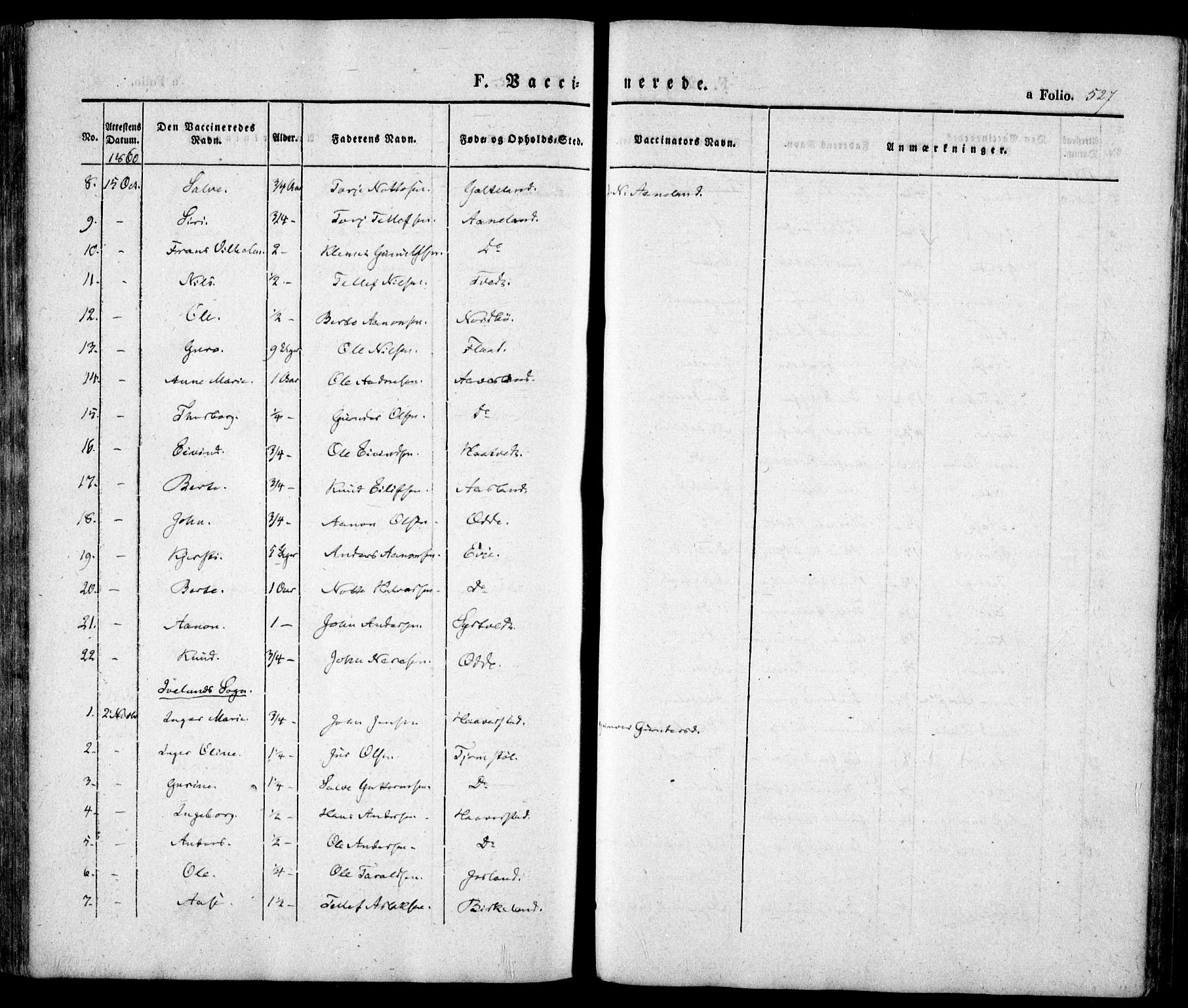 Evje sokneprestkontor, AV/SAK-1111-0008/F/Fa/Faa/L0005: Parish register (official) no. A 5, 1843-1865, p. 527