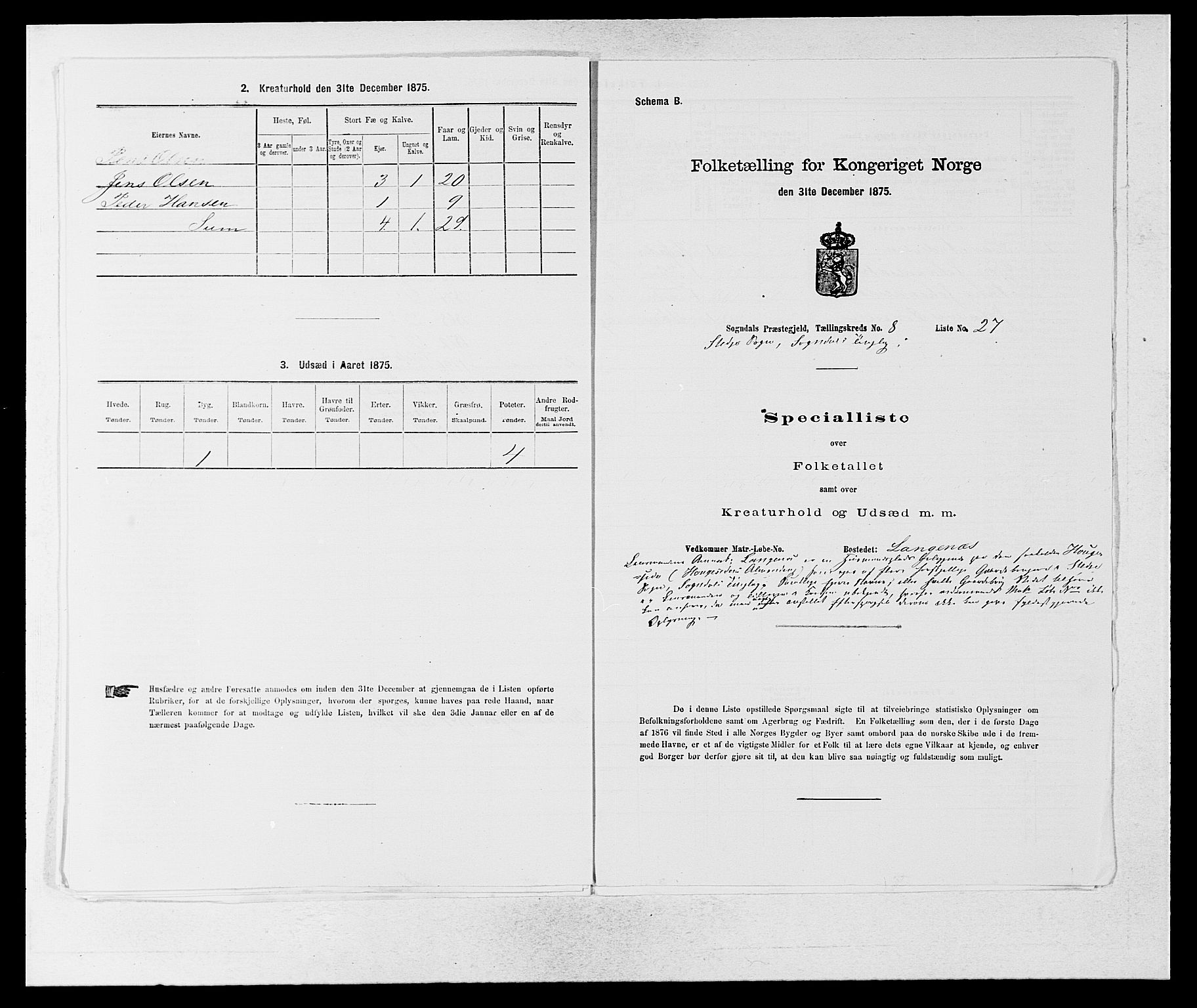 SAB, 1875 census for 1420P Sogndal, 1875, p. 804