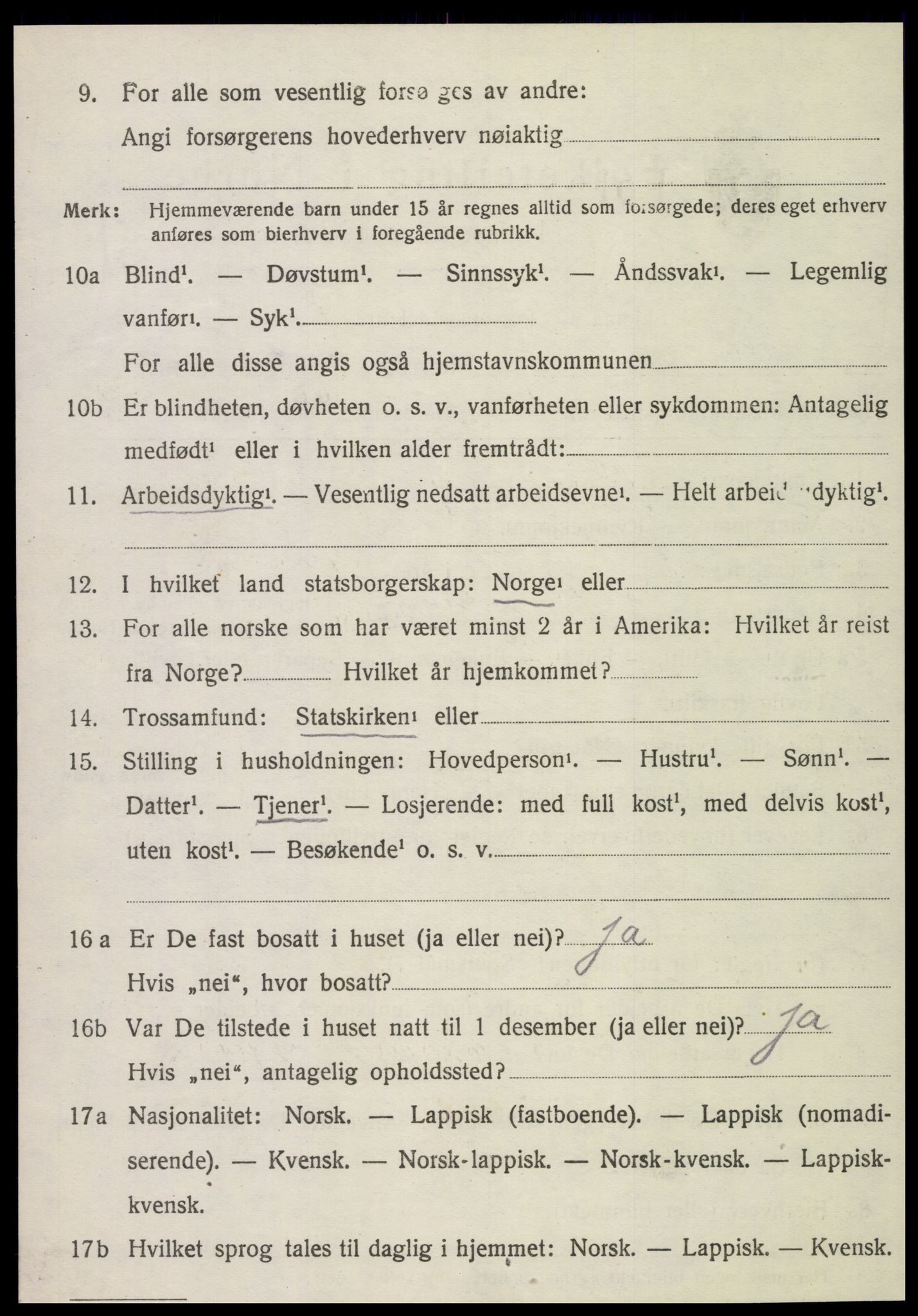 SAT, 1920 census for Kvam, 1920, p. 1604