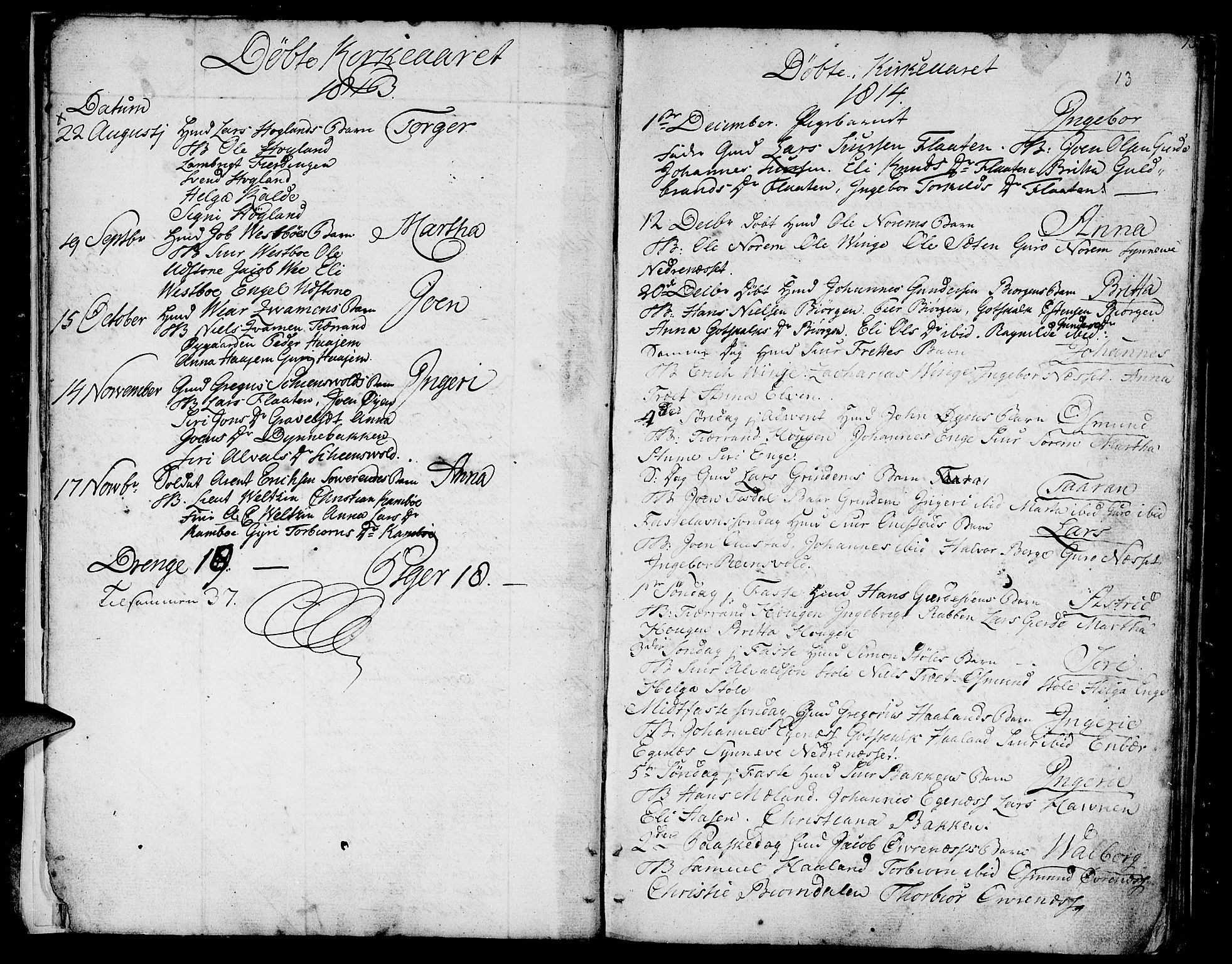 Etne sokneprestembete, SAB/A-75001/H/Haa: Parish register (official) no. A 5, 1808-1817, p. 13