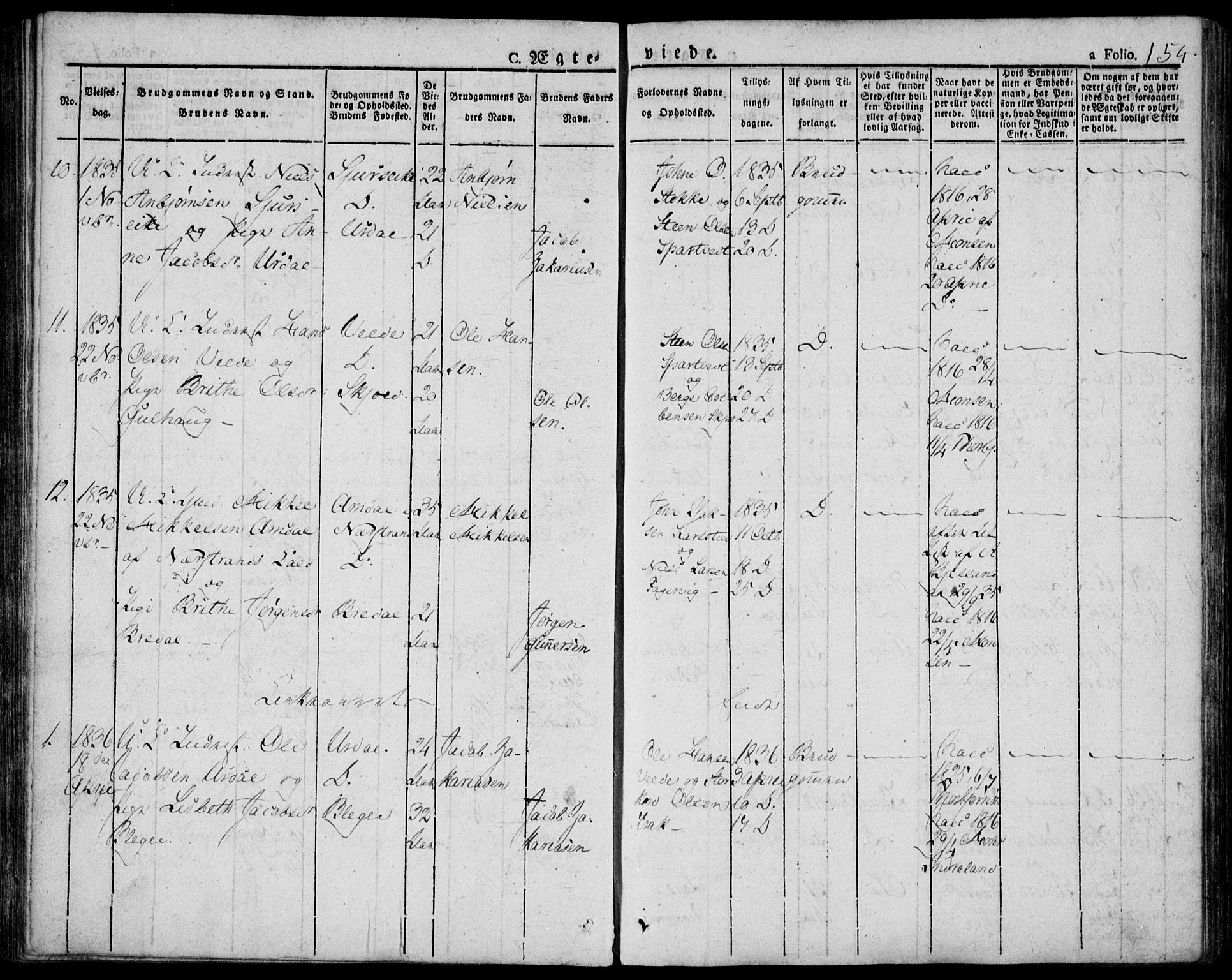 Skjold sokneprestkontor, AV/SAST-A-101847/H/Ha/Haa/L0005: Parish register (official) no. A 5, 1830-1856, p. 154