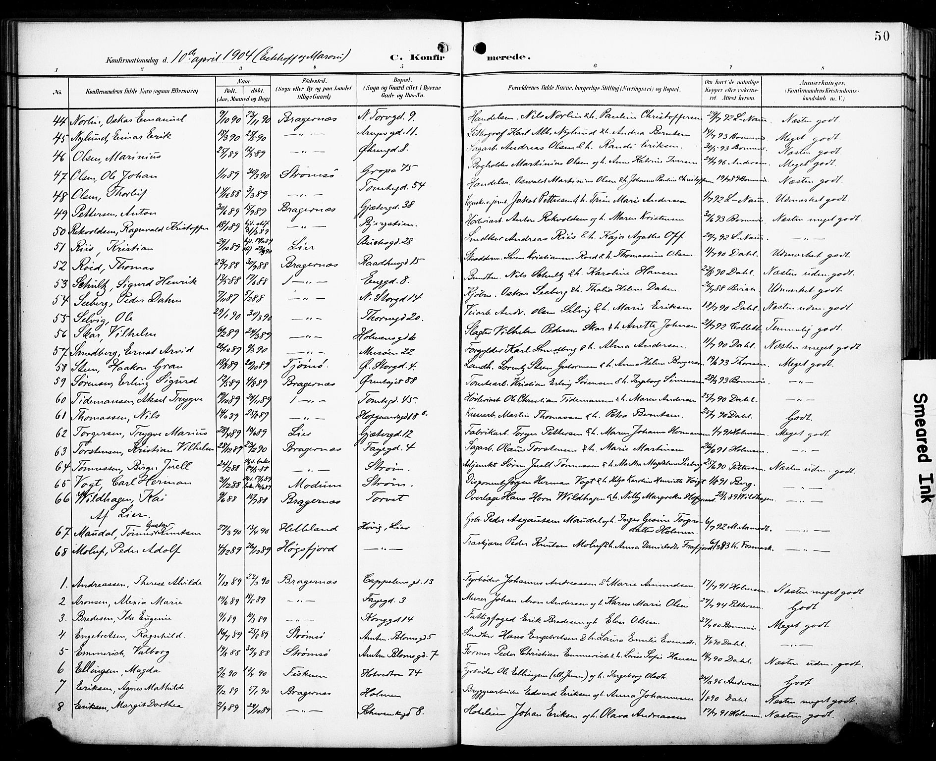 Bragernes kirkebøker, AV/SAKO-A-6/F/Fc/L0007: Parish register (official) no. III 7, 1898-1909, p. 50