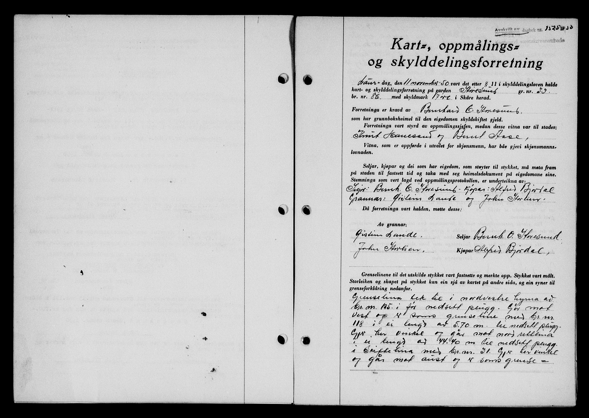 Karmsund sorenskriveri, SAST/A-100311/01/II/IIB/L0101: Mortgage book no. 81A, 1950-1951, Diary no: : 3525/1950
