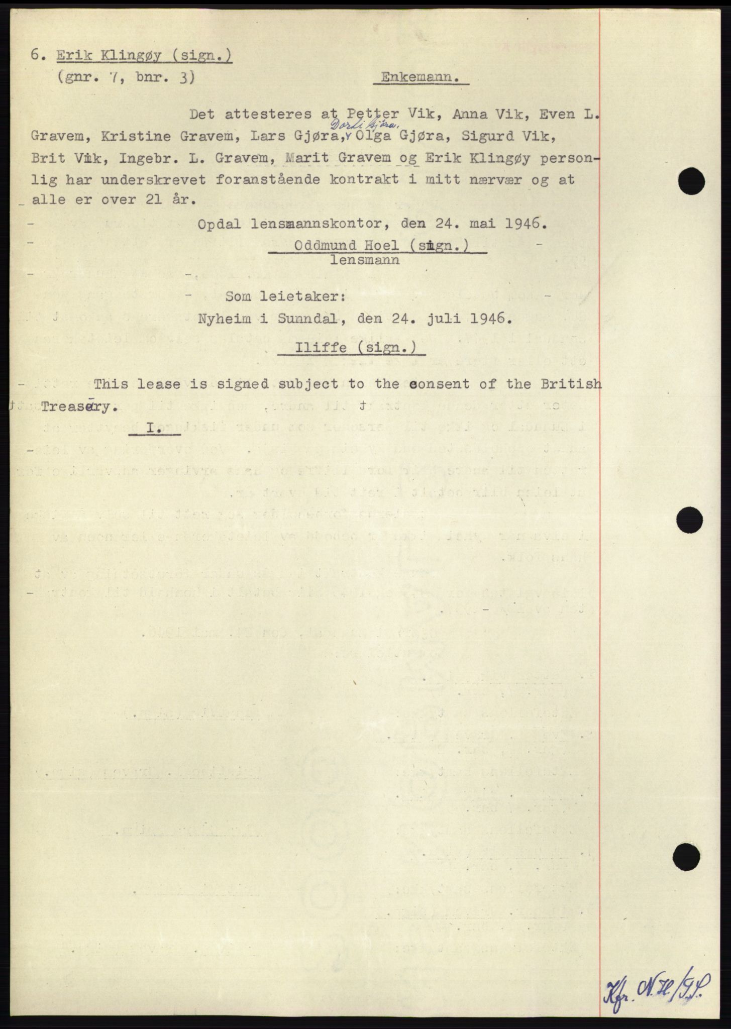 Nordmøre sorenskriveri, AV/SAT-A-4132/1/2/2Ca: Mortgage book no. B96, 1947-1947, Diary no: : 1395/1947