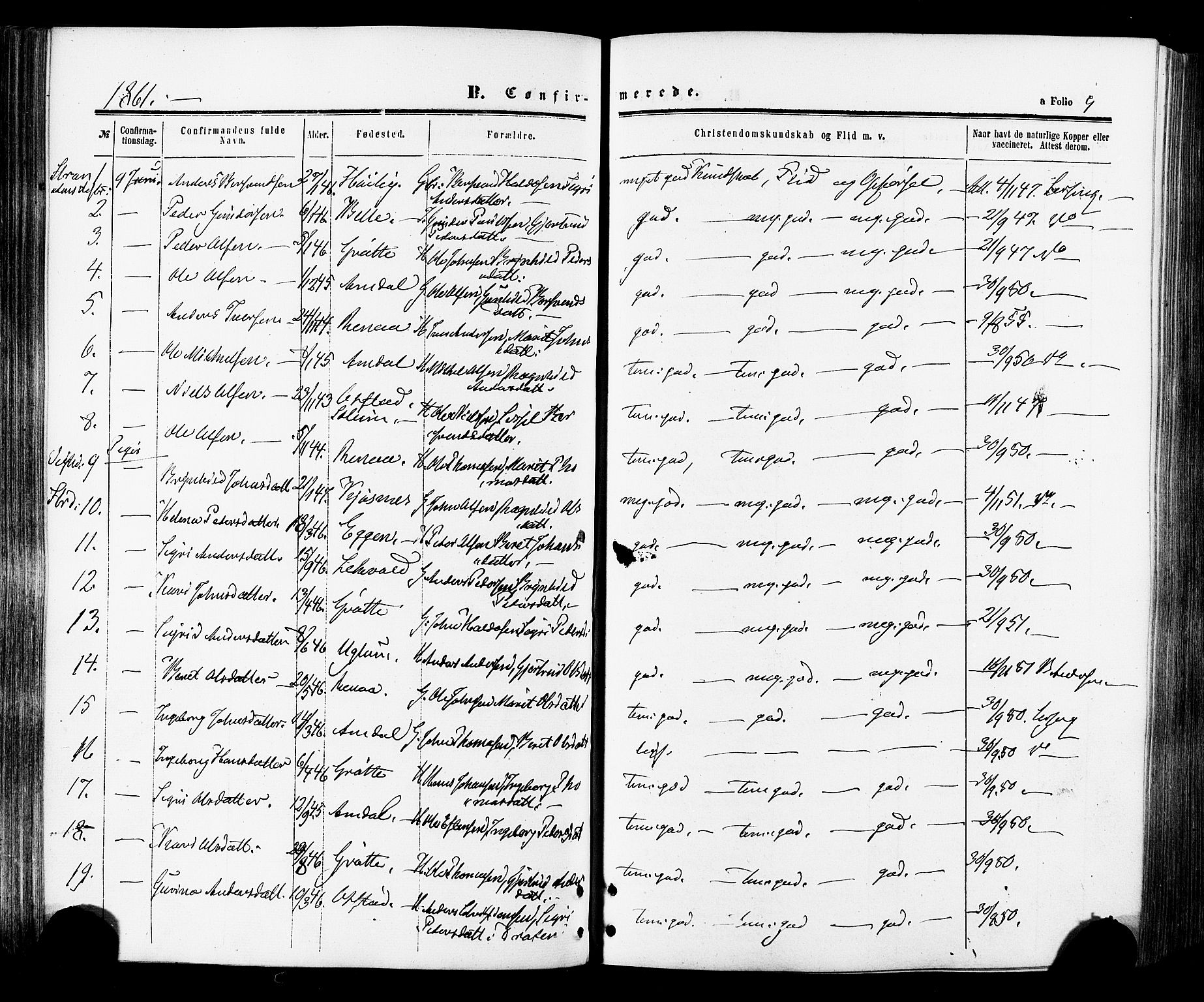 Ministerialprotokoller, klokkerbøker og fødselsregistre - Sør-Trøndelag, AV/SAT-A-1456/695/L1147: Parish register (official) no. 695A07, 1860-1877, p. 9