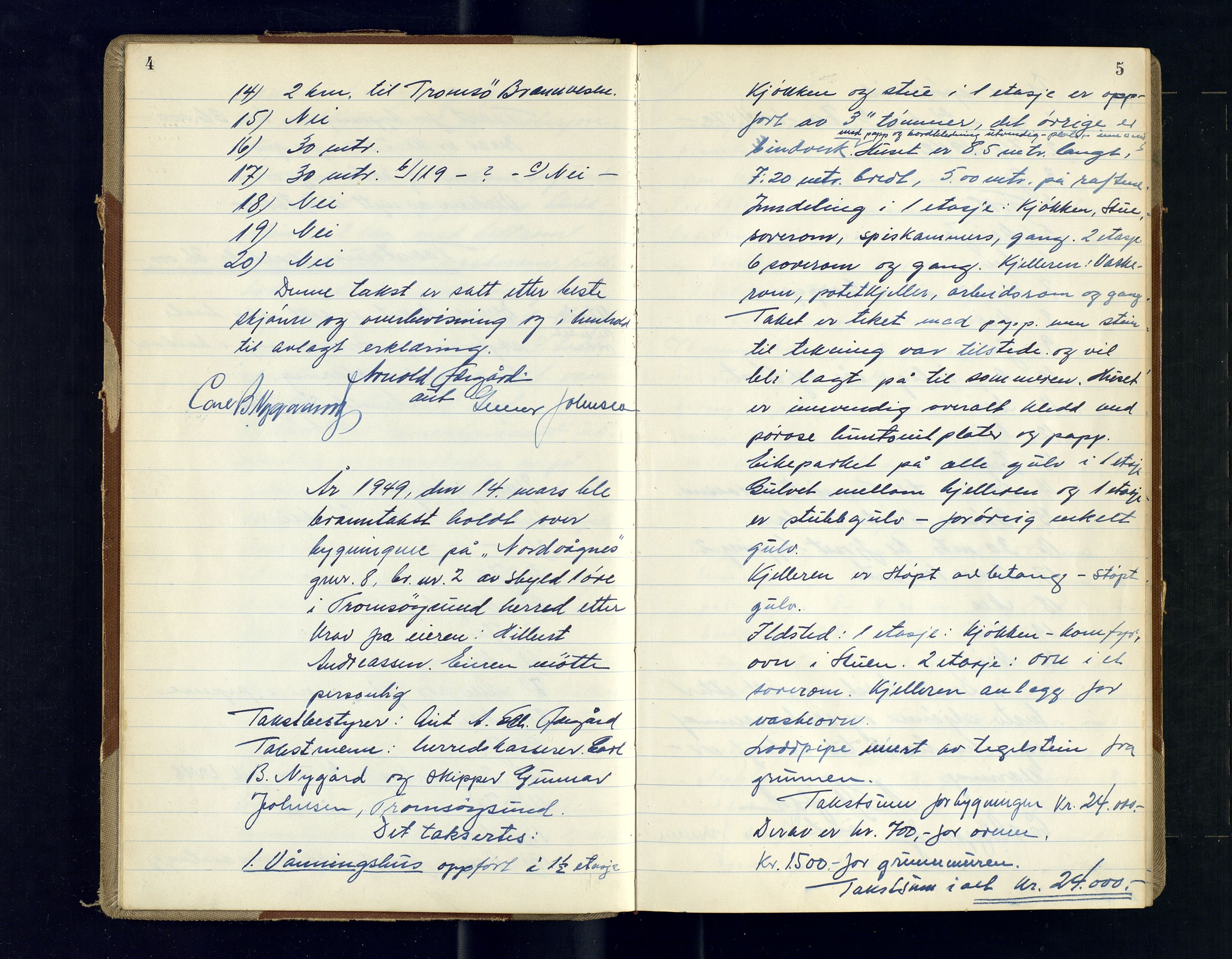 Tromsøysund lensmannskontor, AV/SATØ-SATØ-12/F/Fs/Fsb/L0763: Branntakstprotokoll, 1949-1952, p. 4-5