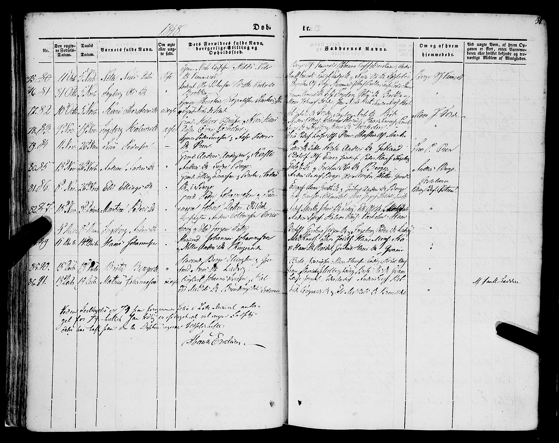Lavik sokneprestembete, SAB/A-80901: Parish register (official) no. A 3, 1843-1863, p. 38