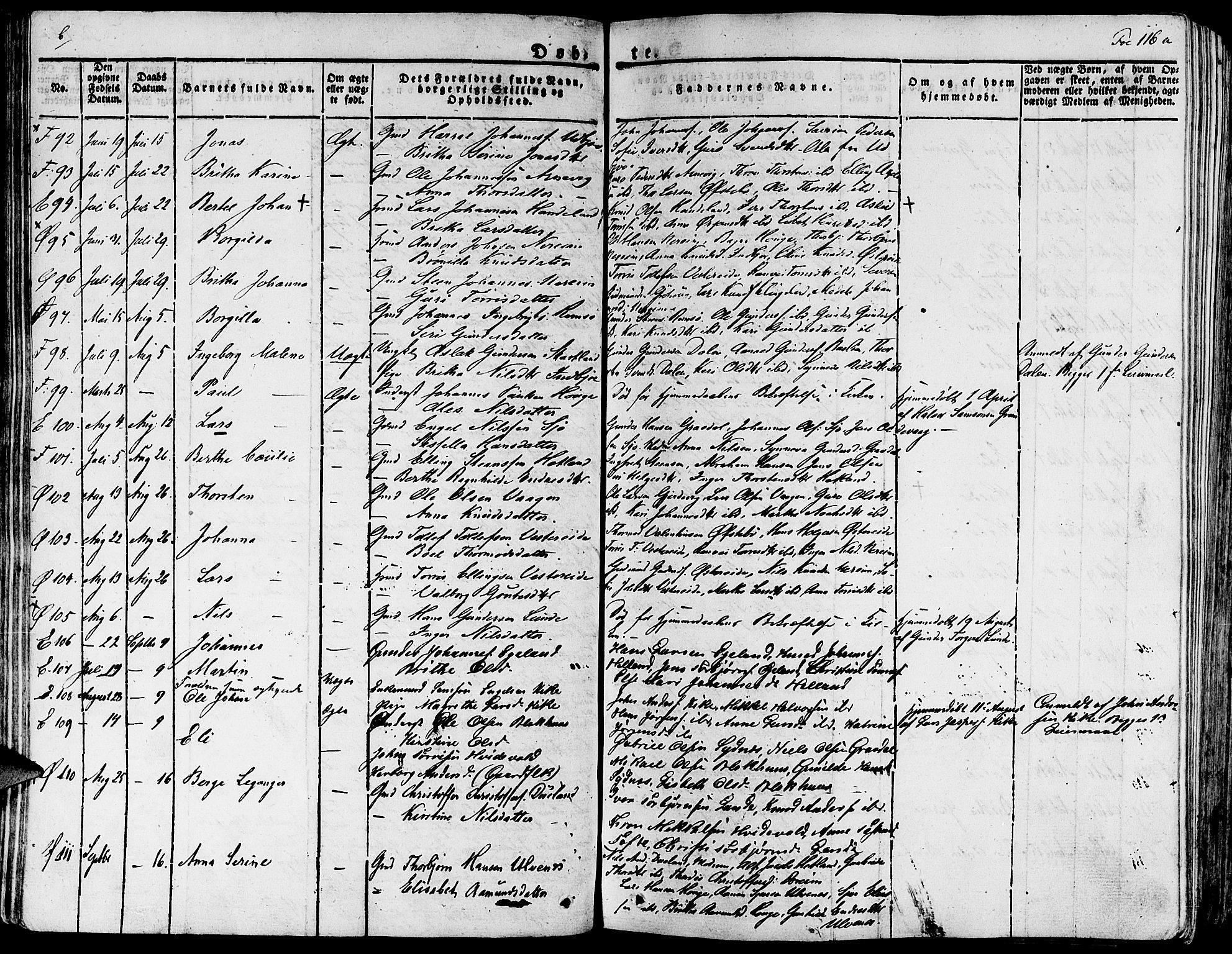 Fjelberg sokneprestembete, AV/SAB-A-75201/H/Haa: Parish register (official) no. A 5, 1822-1834, p. 116