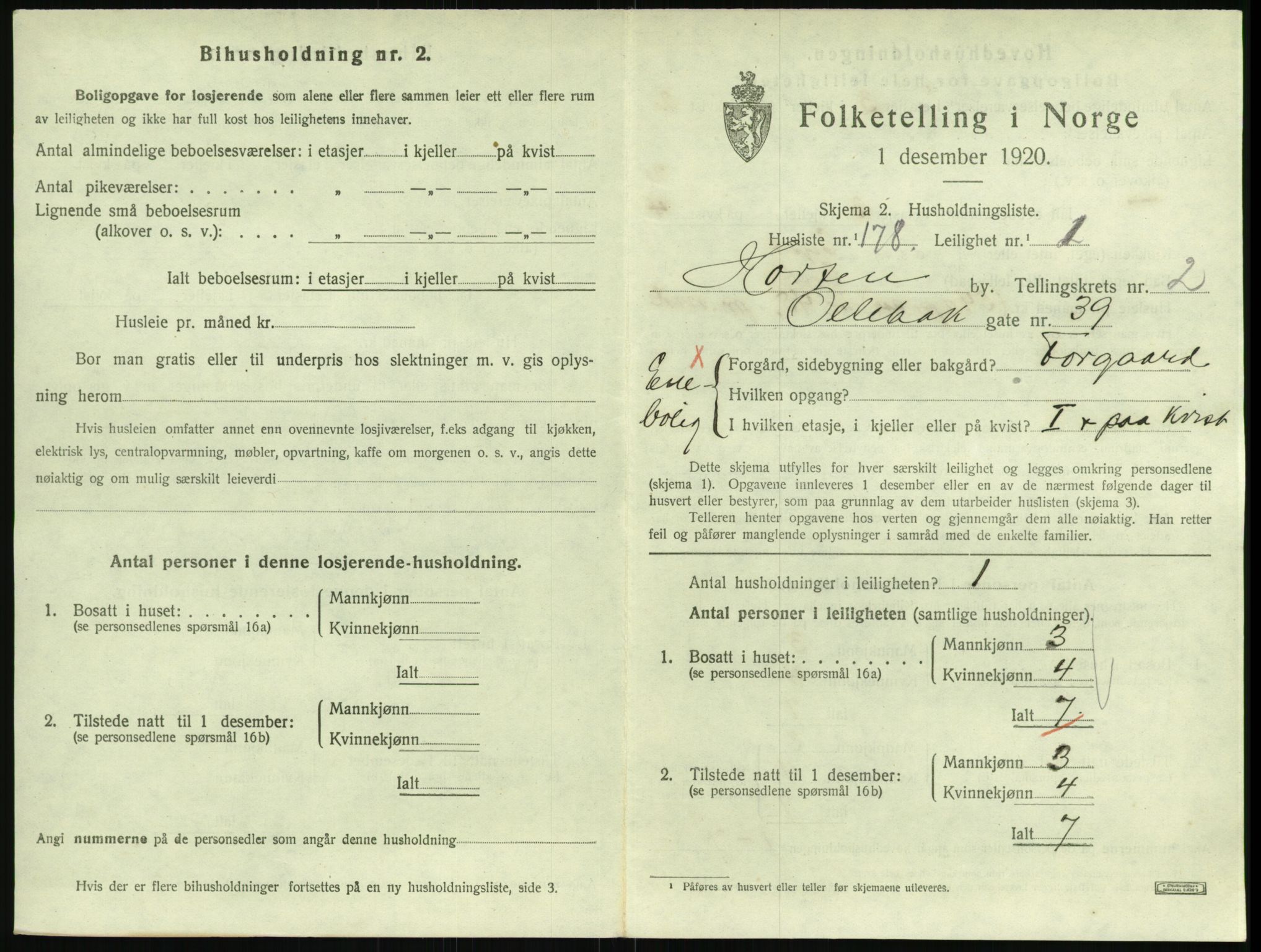SAKO, 1920 census for Horten, 1920, p. 4009