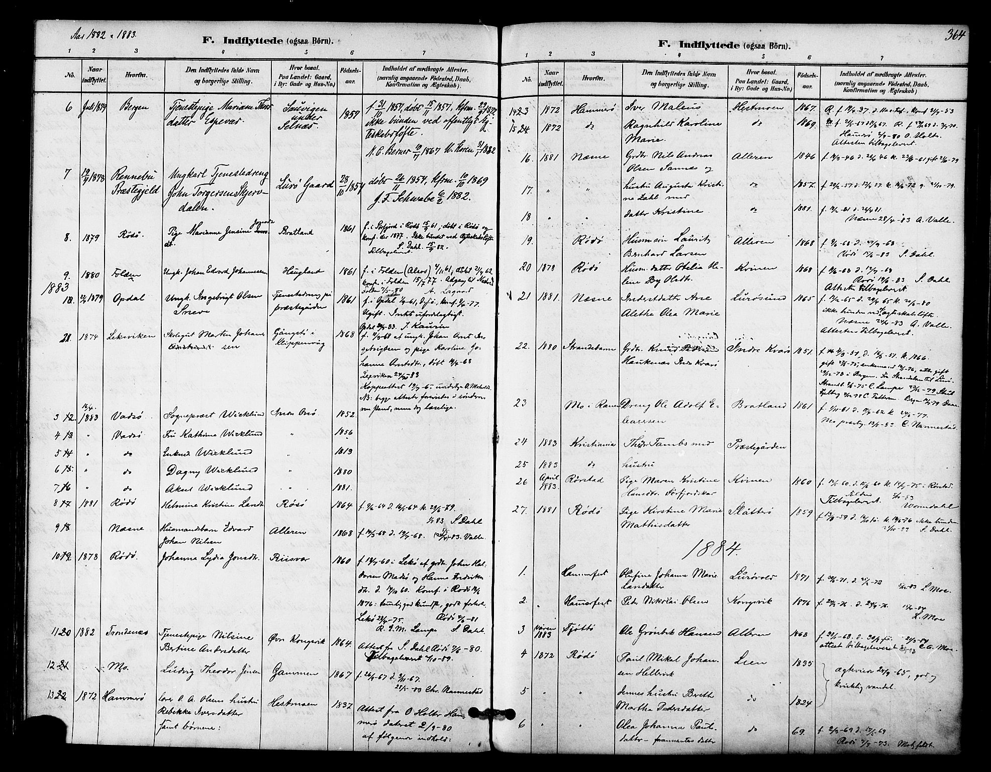 Ministerialprotokoller, klokkerbøker og fødselsregistre - Nordland, SAT/A-1459/839/L0568: Parish register (official) no. 839A05, 1880-1902, p. 364