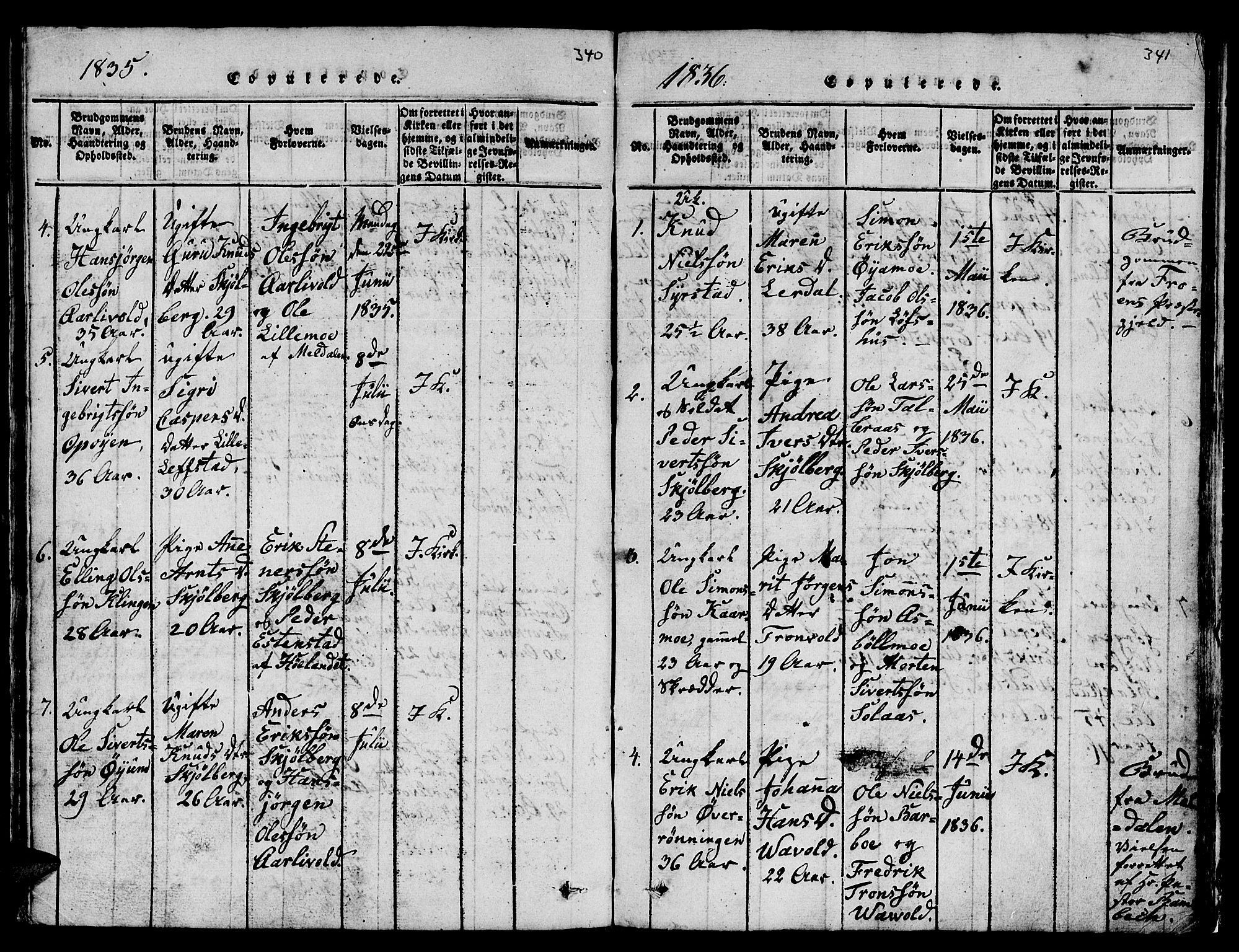 Ministerialprotokoller, klokkerbøker og fødselsregistre - Sør-Trøndelag, SAT/A-1456/671/L0842: Parish register (copy) no. 671C01, 1816-1867, p. 340-341