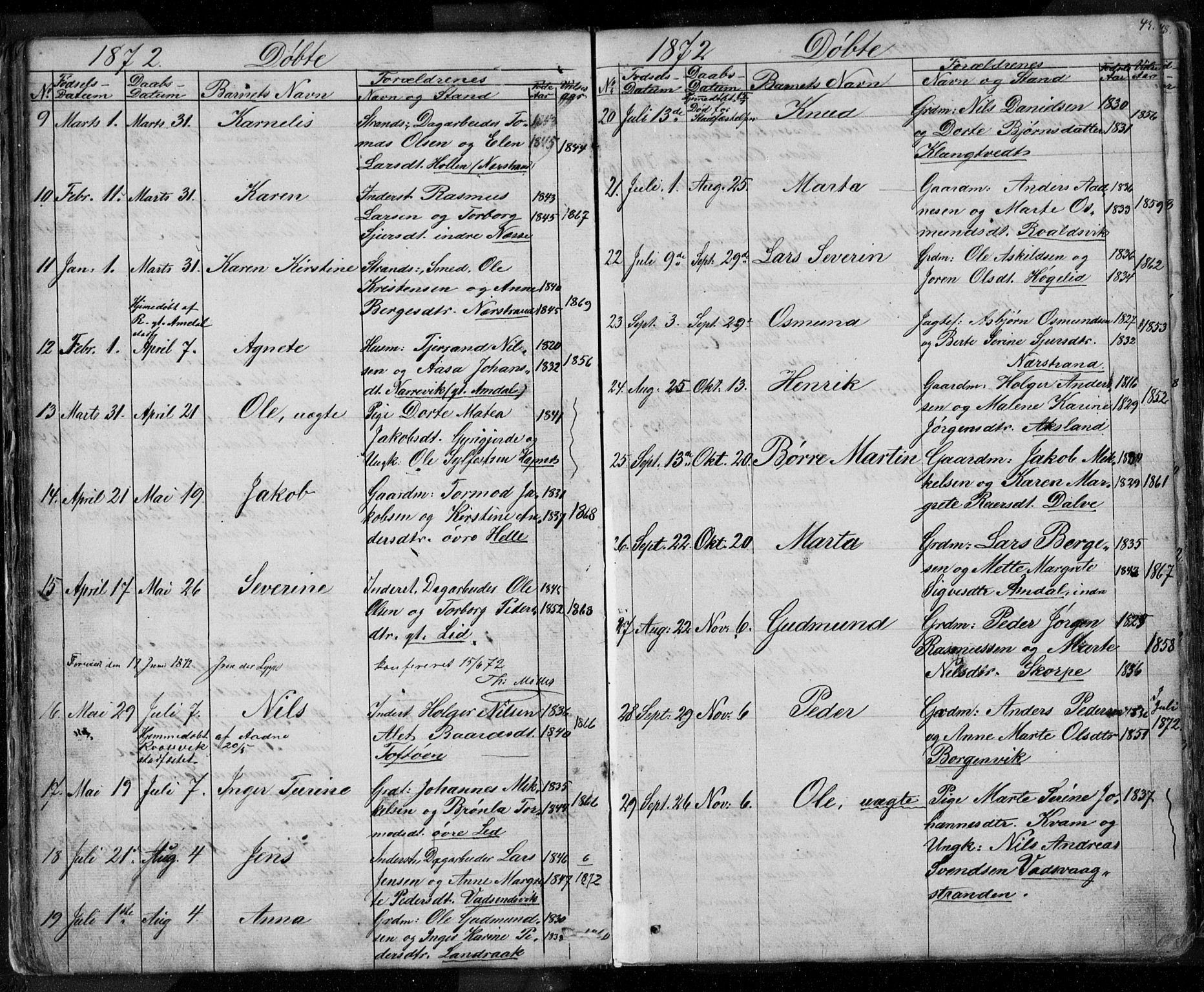 Nedstrand sokneprestkontor, SAST/A-101841/01/V: Parish register (copy) no. B 3, 1848-1933, p. 43