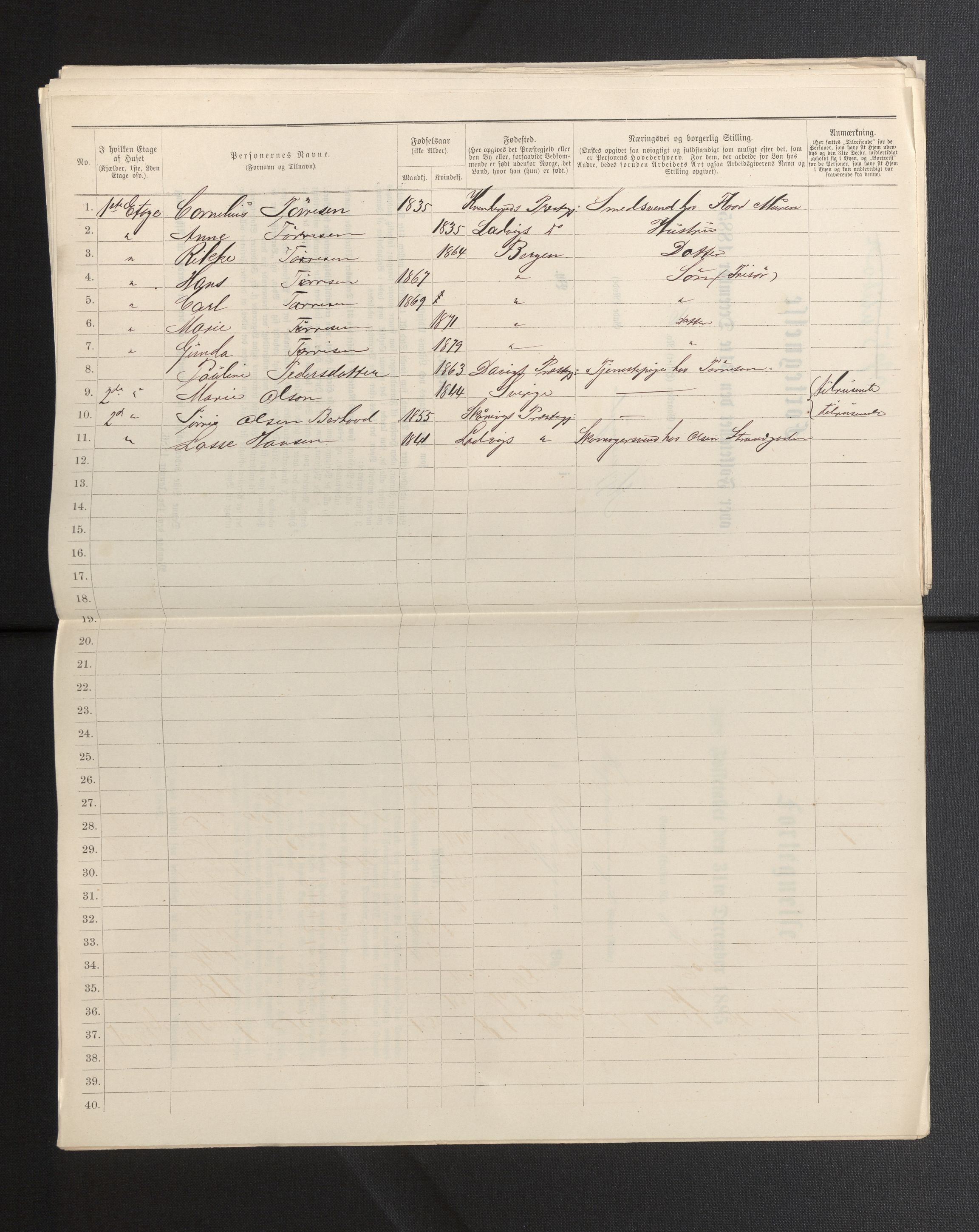 SAB, 1885 census for 1301 Bergen, 1885, p. 2542