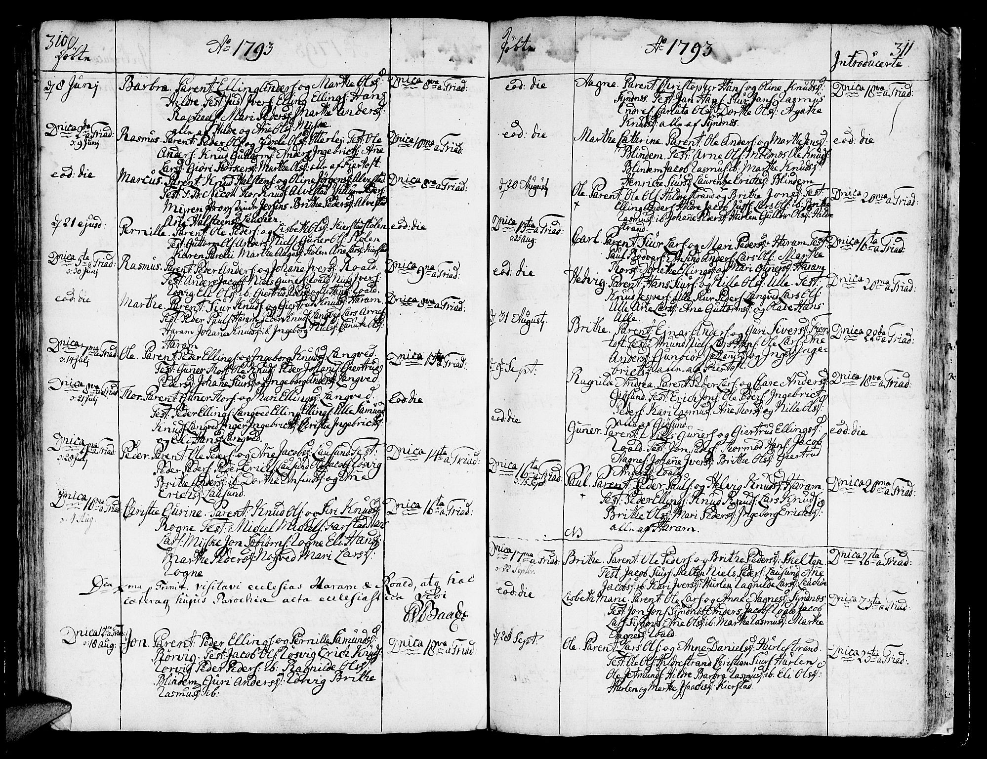 Ministerialprotokoller, klokkerbøker og fødselsregistre - Møre og Romsdal, AV/SAT-A-1454/536/L0493: Parish register (official) no. 536A02, 1739-1802, p. 310-311