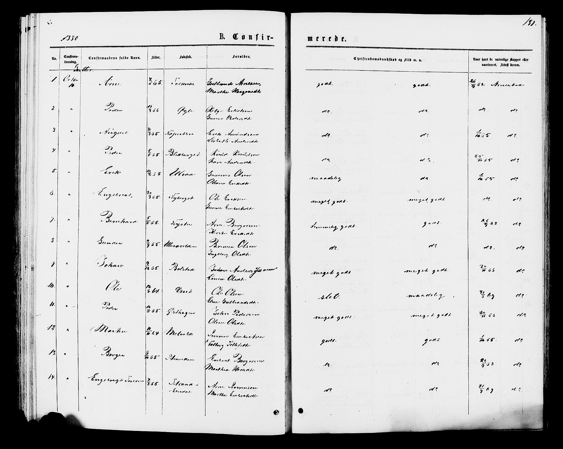 Åmot prestekontor, Hedmark, SAH/PREST-056/H/Ha/Haa/L0009: Parish register (official) no. 9, 1875-1883, p. 131