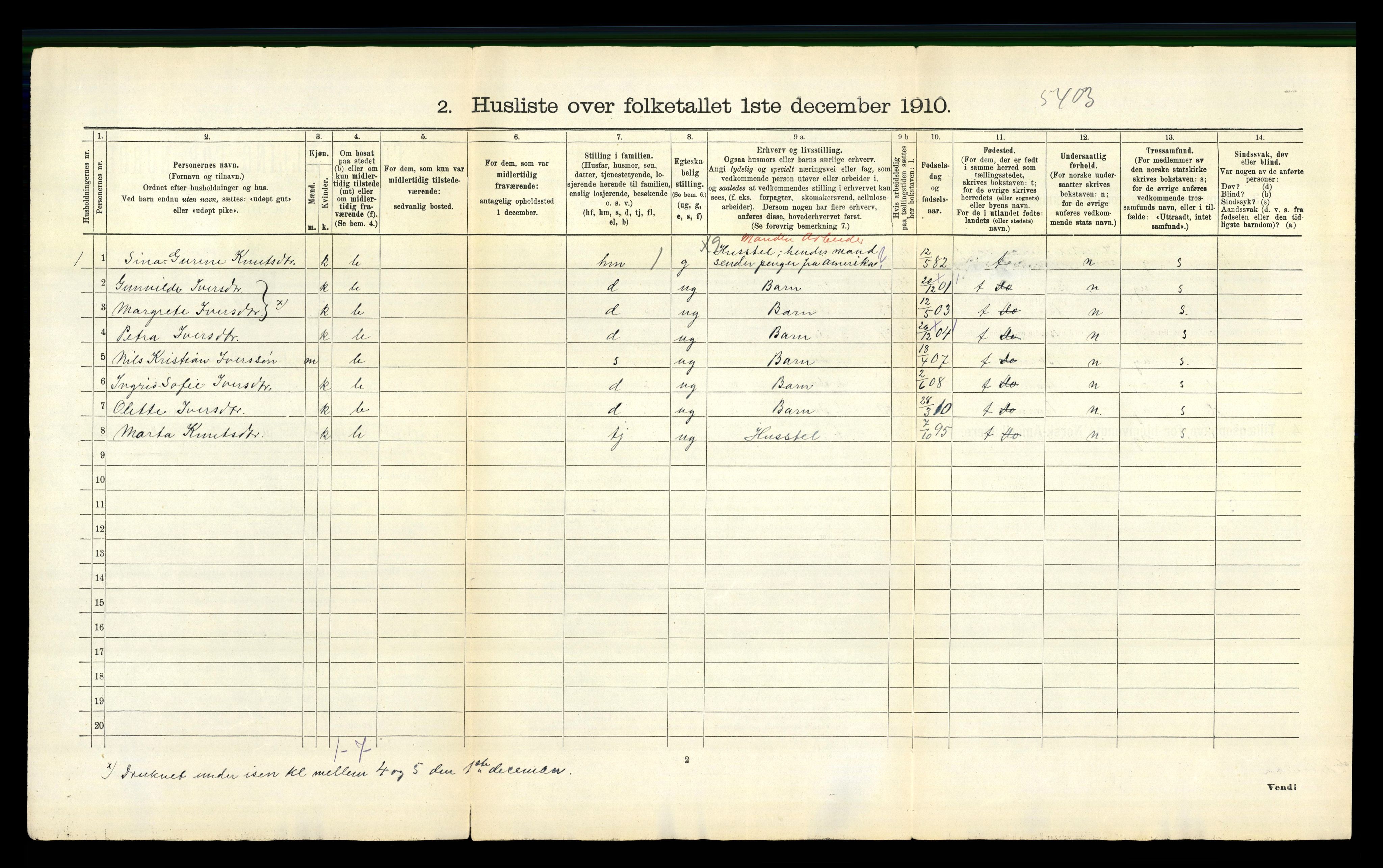 RA, 1910 census for Fræna, 1910, p. 47