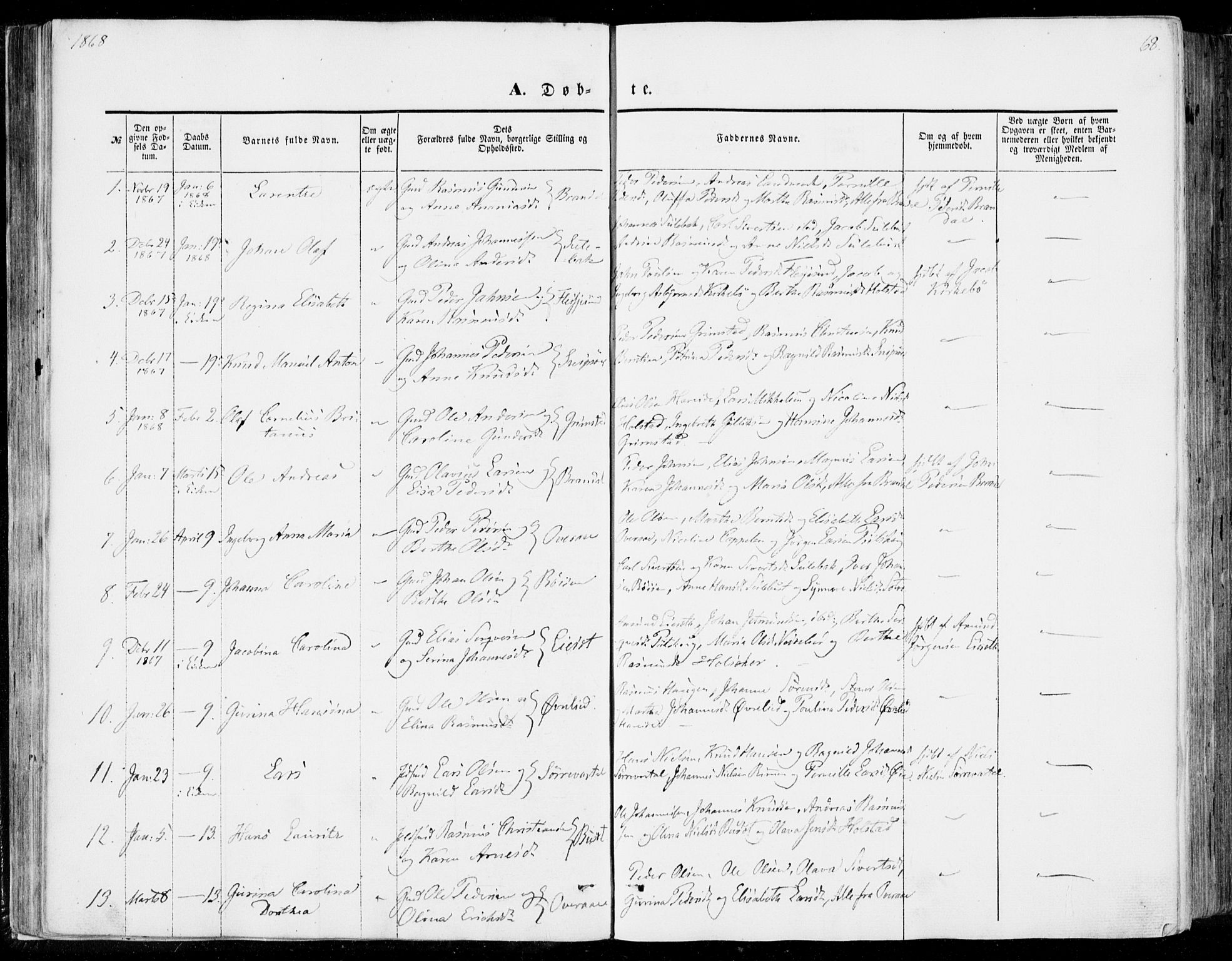 Ministerialprotokoller, klokkerbøker og fødselsregistre - Møre og Romsdal, SAT/A-1454/510/L0121: Parish register (official) no. 510A01, 1848-1877, p. 68
