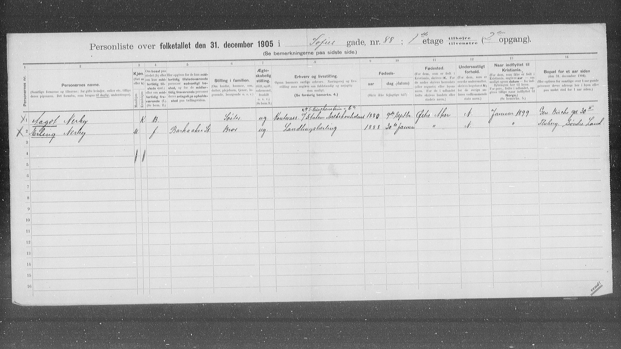 OBA, Municipal Census 1905 for Kristiania, 1905, p. 51534