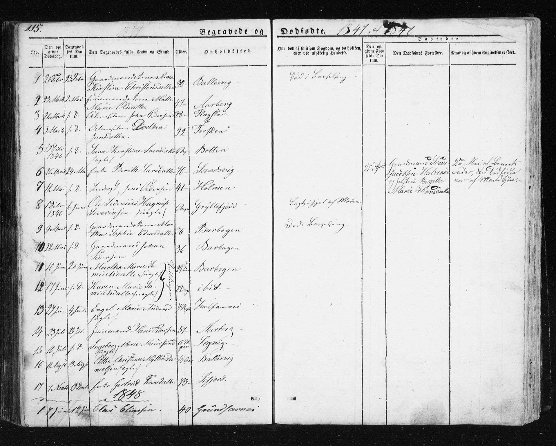 Berg sokneprestkontor, SATØ/S-1318/G/Ga/Gab/L0011klokker: Parish register (copy) no. 11, 1833-1878, p. 115