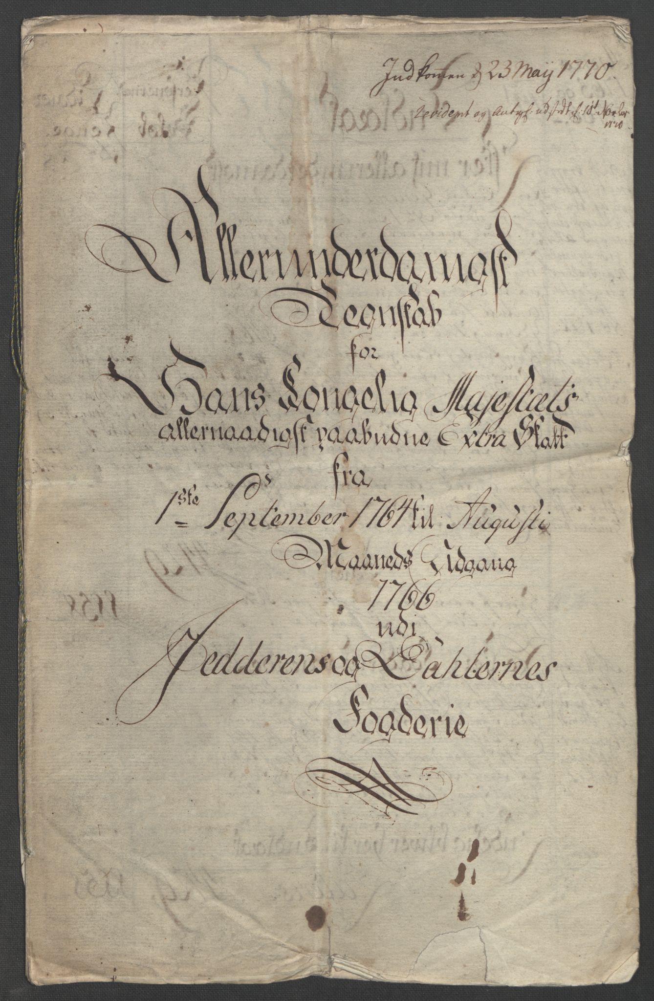 Rentekammeret inntil 1814, Reviderte regnskaper, Fogderegnskap, RA/EA-4092/R46/L2836: Ekstraskatten Jæren og Dalane, 1764-1766, p. 5