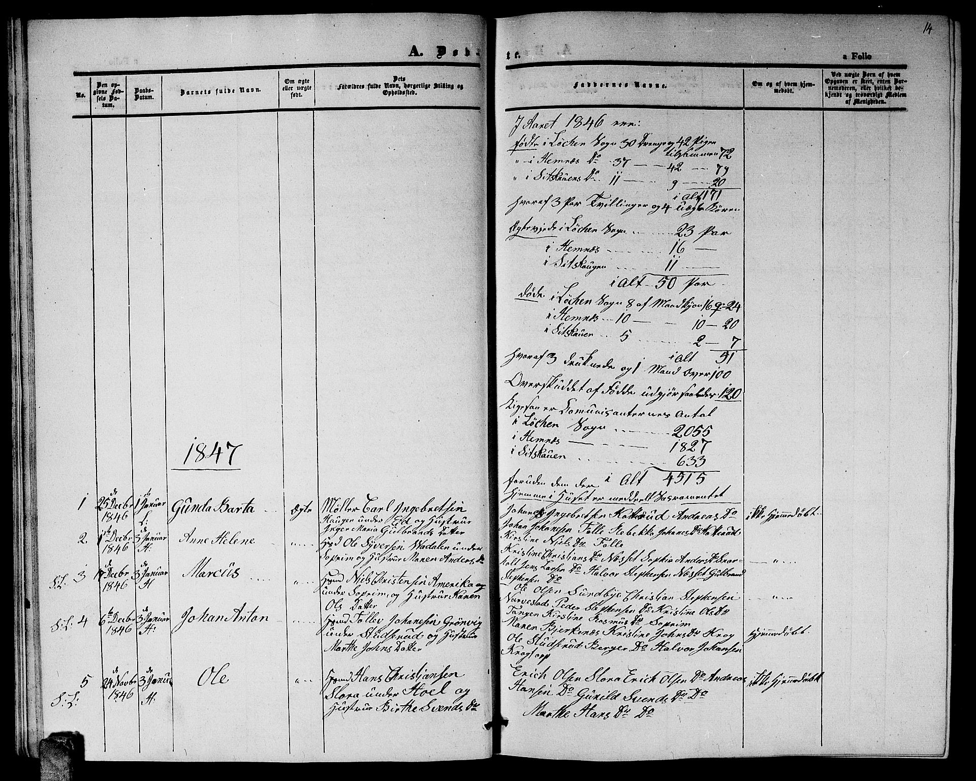 Høland prestekontor Kirkebøker, AV/SAO-A-10346a/G/Ga/L0003: Parish register (copy) no. I 3, 1846-1853, p. 14