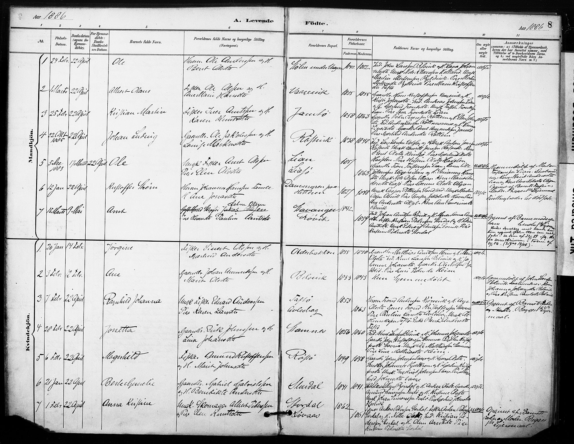 Ministerialprotokoller, klokkerbøker og fødselsregistre - Sør-Trøndelag, SAT/A-1456/633/L0518: Parish register (official) no. 633A01, 1884-1906, p. 8