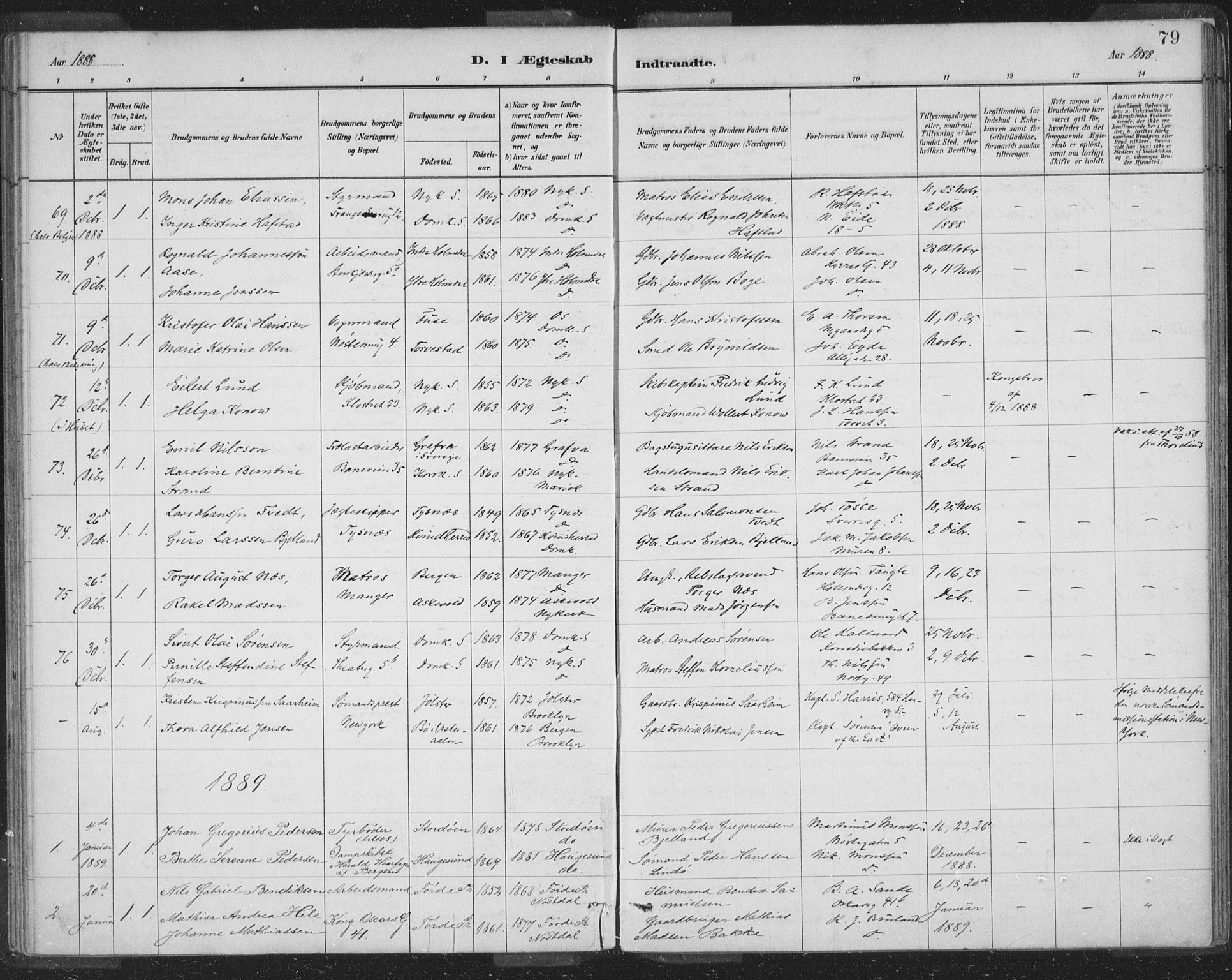 Domkirken sokneprestembete, SAB/A-74801/H/Hab/L0032: Parish register (copy) no. D 4, 1880-1907, p. 79