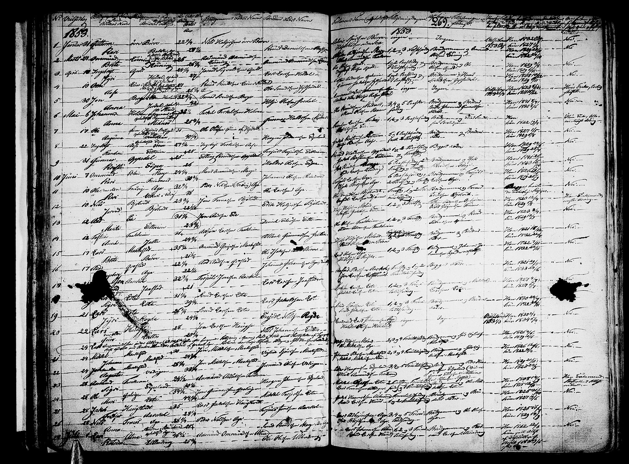 Ullensvang sokneprestembete, SAB/A-78701/H/Haa: Parish register (official) no. A 10, 1825-1853, p. 269