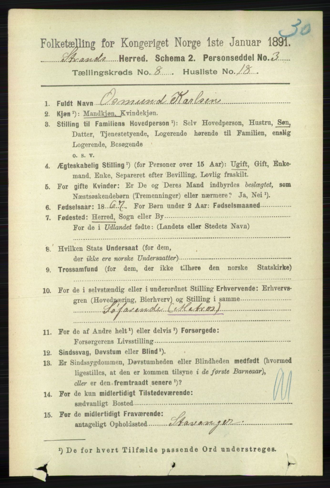 RA, 1891 census for 1130 Strand, 1891, p. 2600