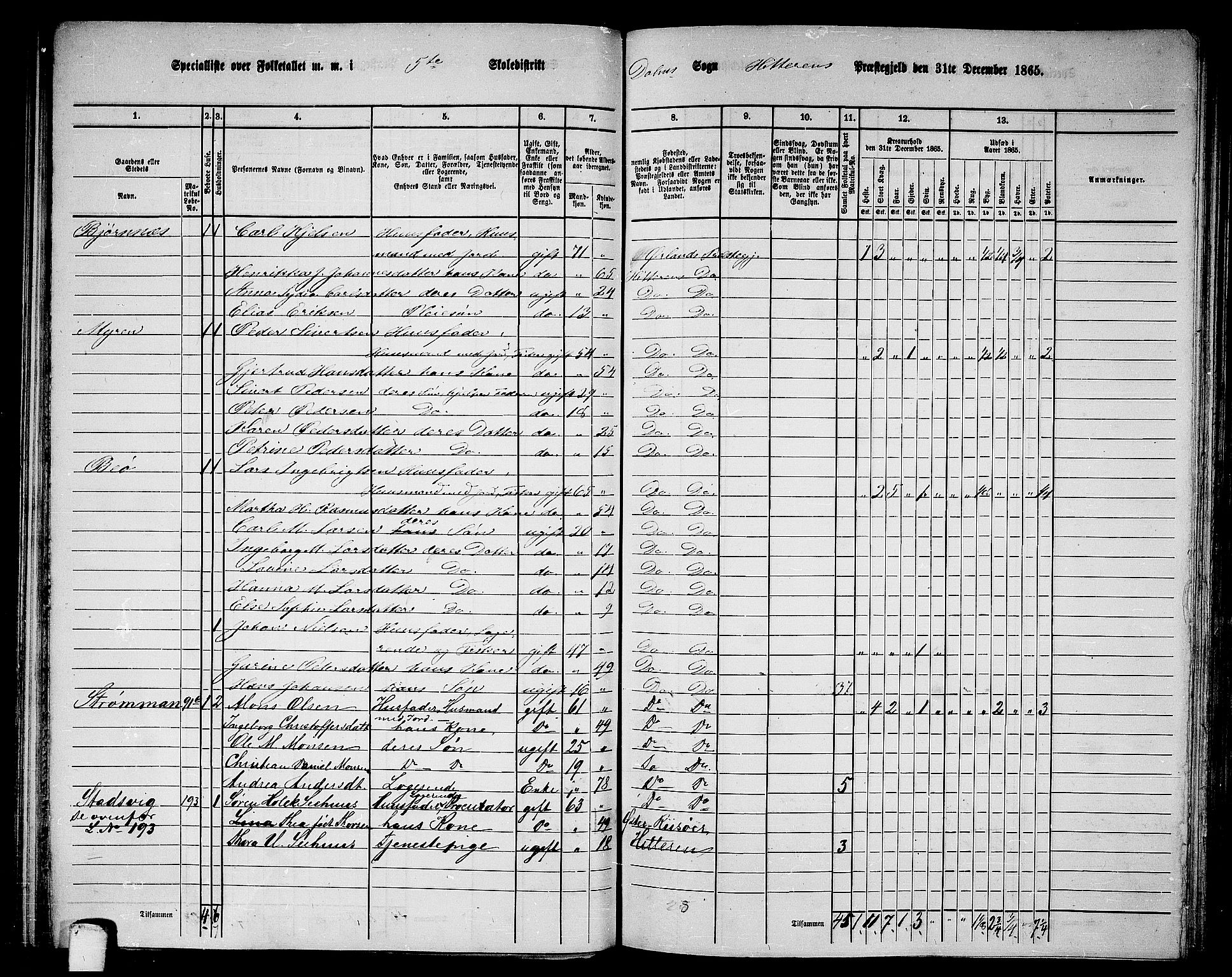 RA, 1865 census for Hitra, 1865, p. 131