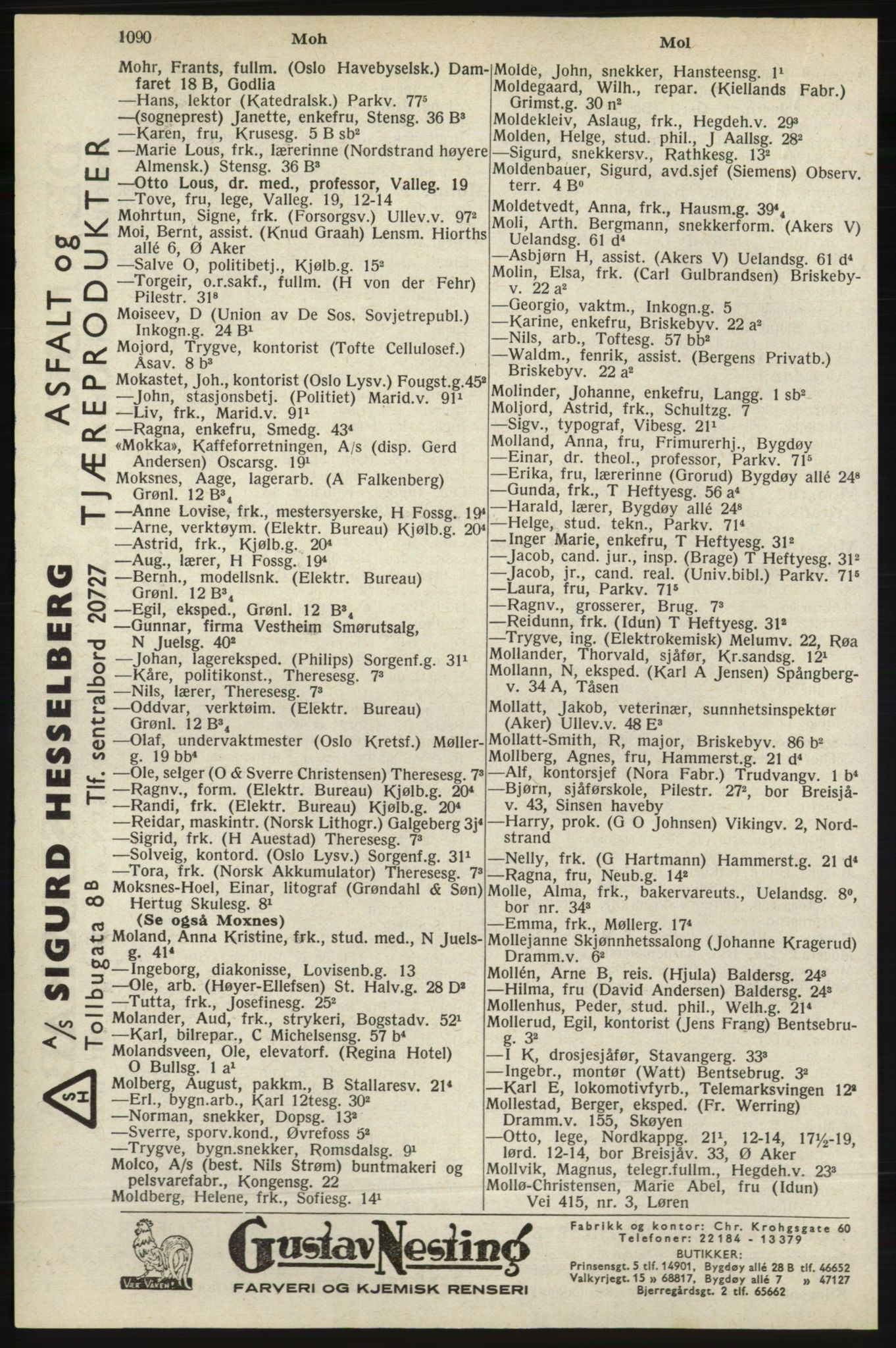 Kristiania/Oslo adressebok, PUBL/-, 1940, p. 1108