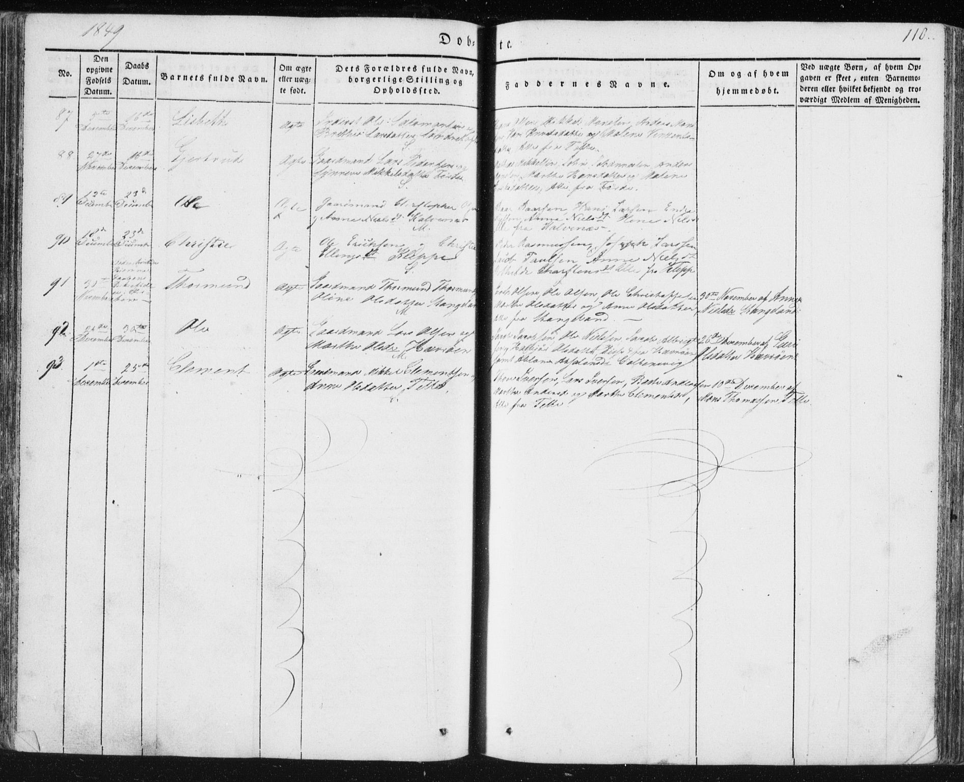 Sund sokneprestembete, AV/SAB-A-99930: Parish register (official) no. A 13, 1835-1849, p. 110