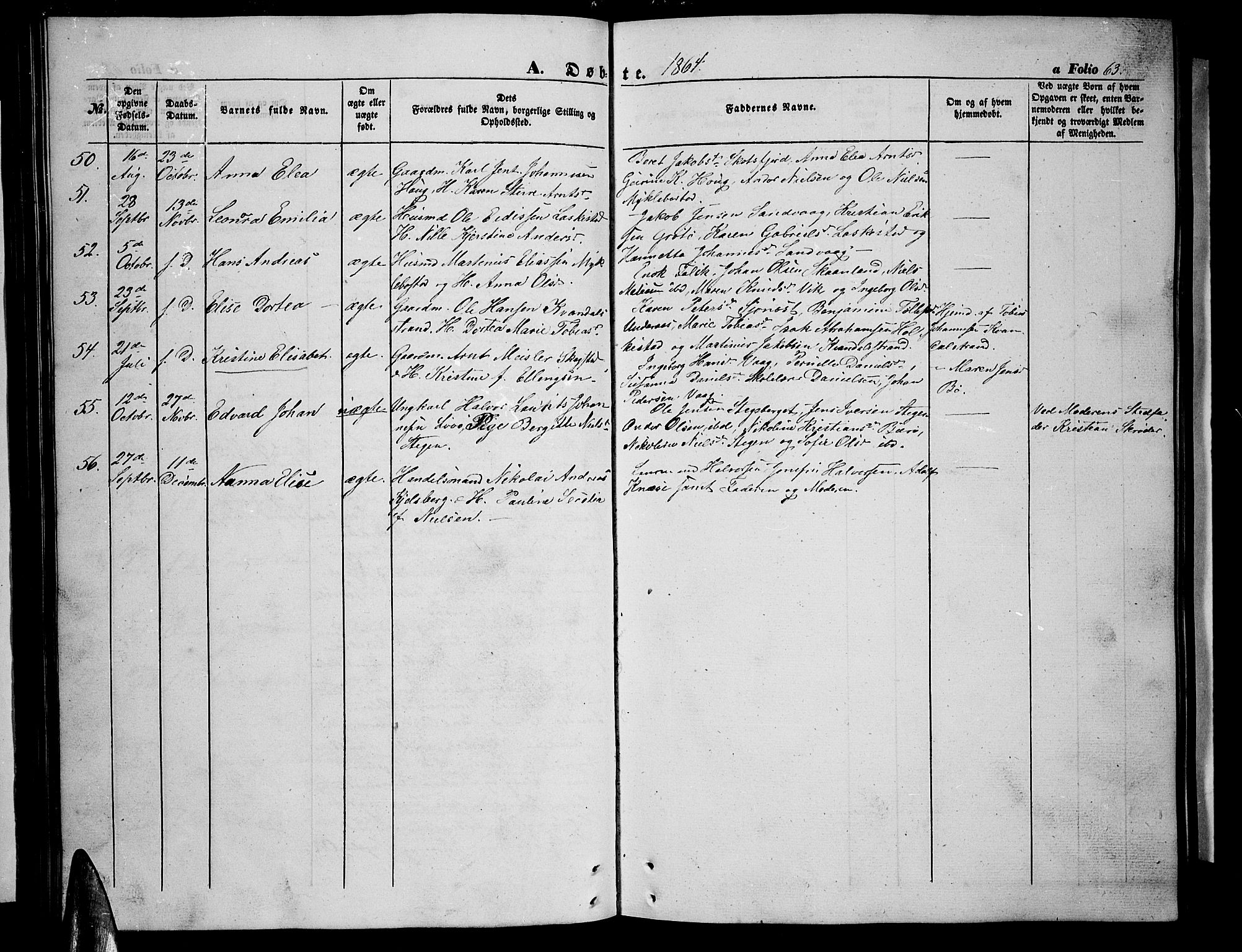 Ministerialprotokoller, klokkerbøker og fødselsregistre - Nordland, SAT/A-1459/855/L0814: Parish register (copy) no. 855C03, 1851-1864, p. 63