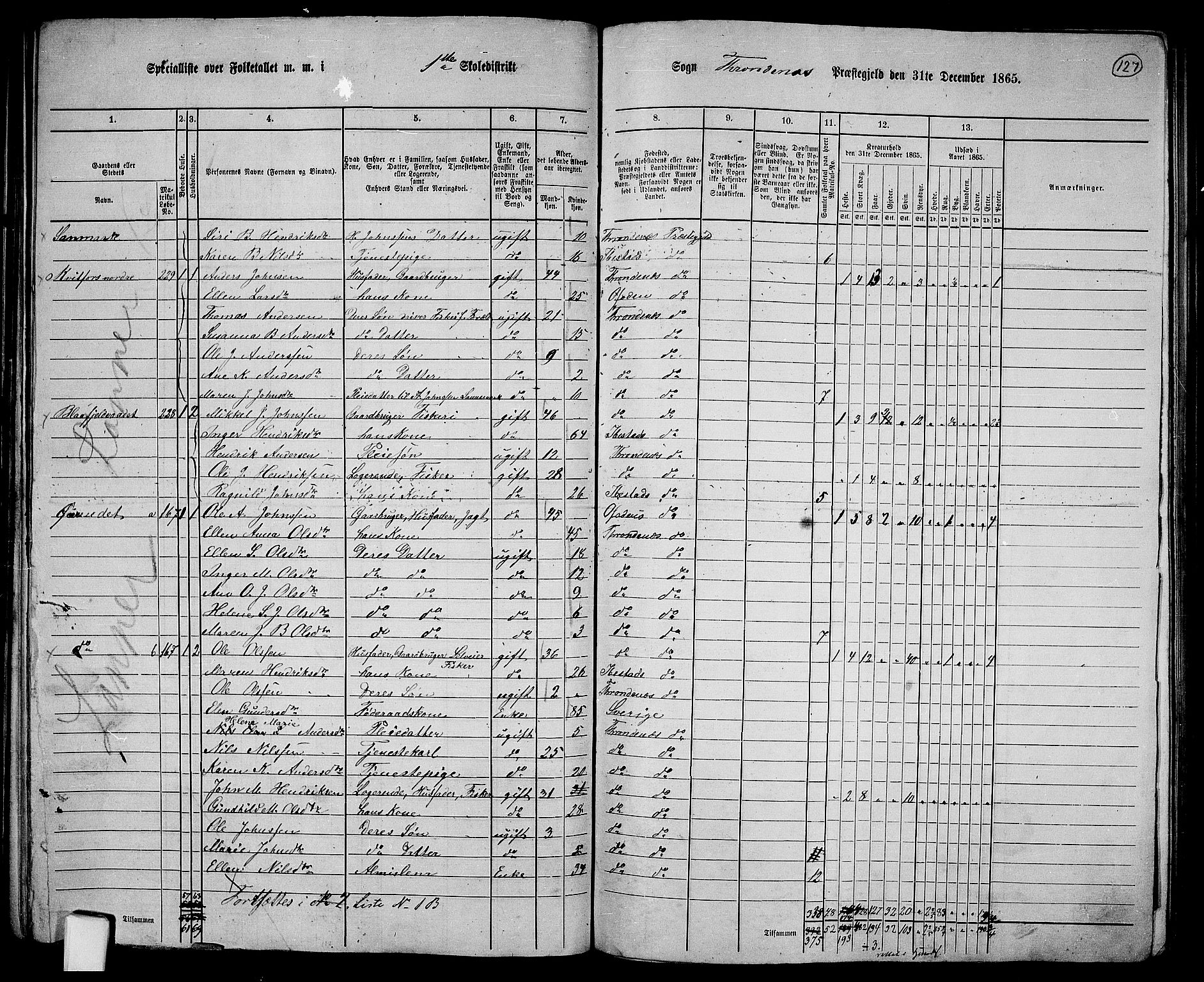 RA, 1865 census for Trondenes, 1865, p. 19