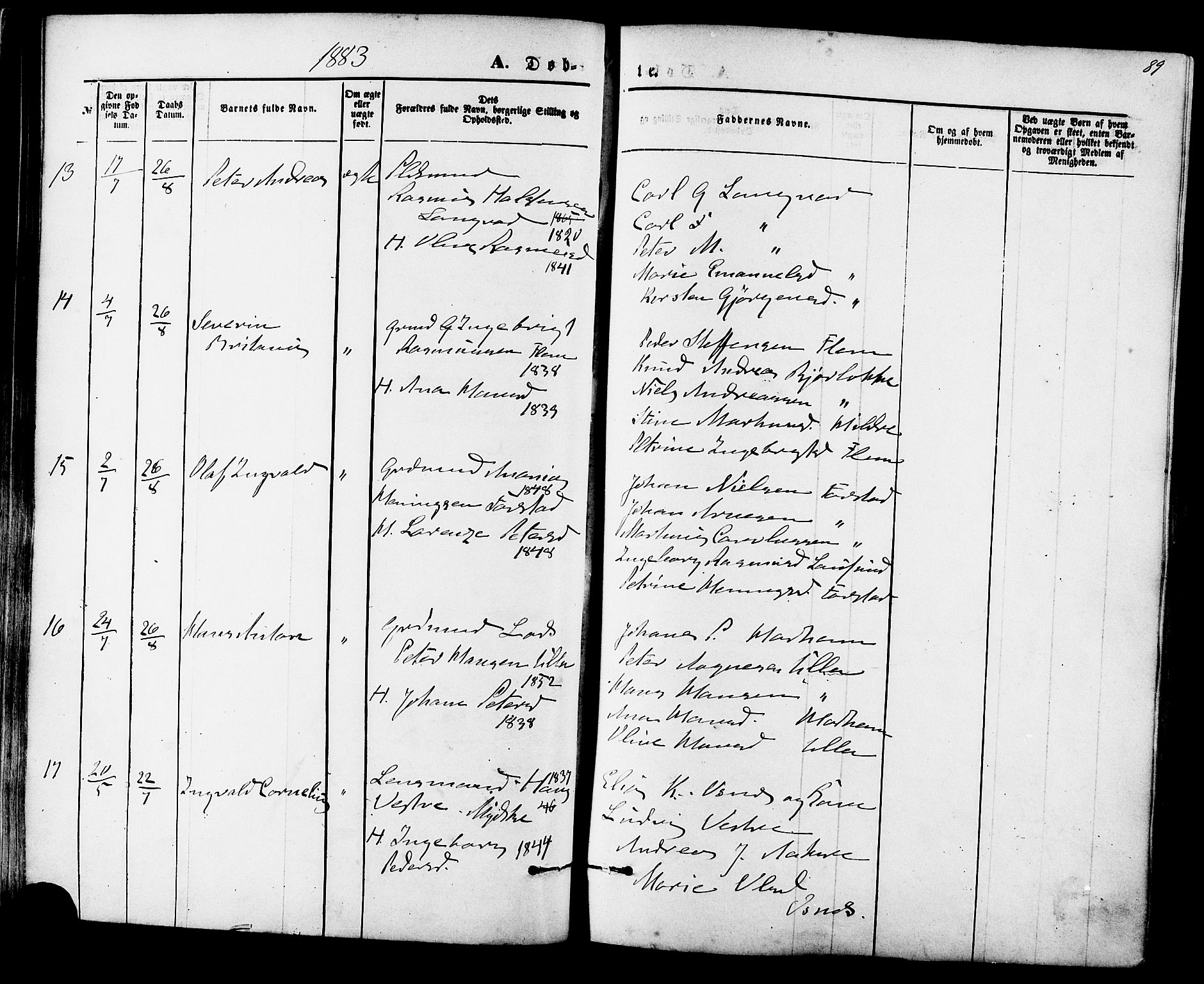 Ministerialprotokoller, klokkerbøker og fødselsregistre - Møre og Romsdal, SAT/A-1454/536/L0500: Parish register (official) no. 536A09, 1876-1889, p. 89