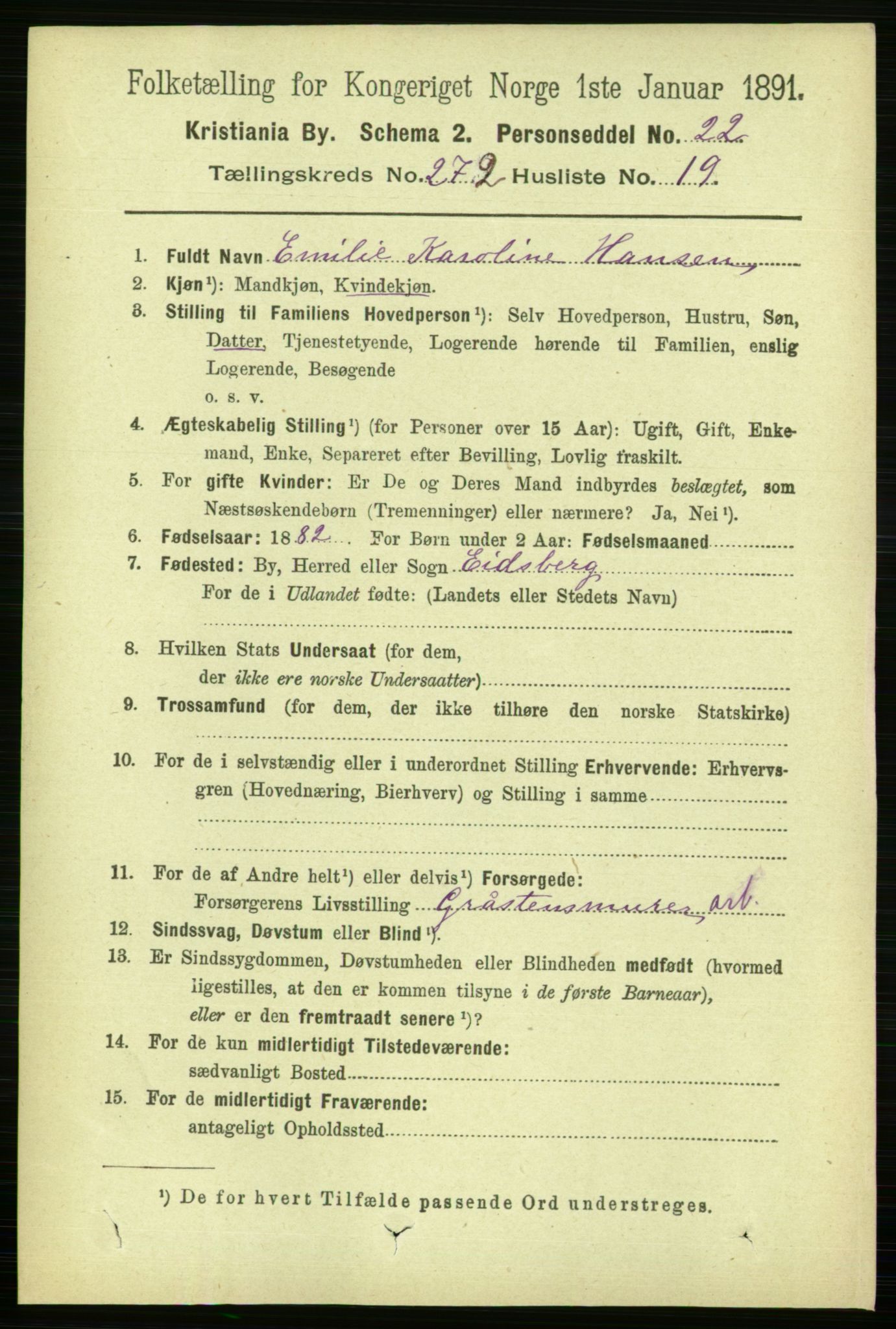 RA, 1891 census for 0301 Kristiania, 1891, p. 165689