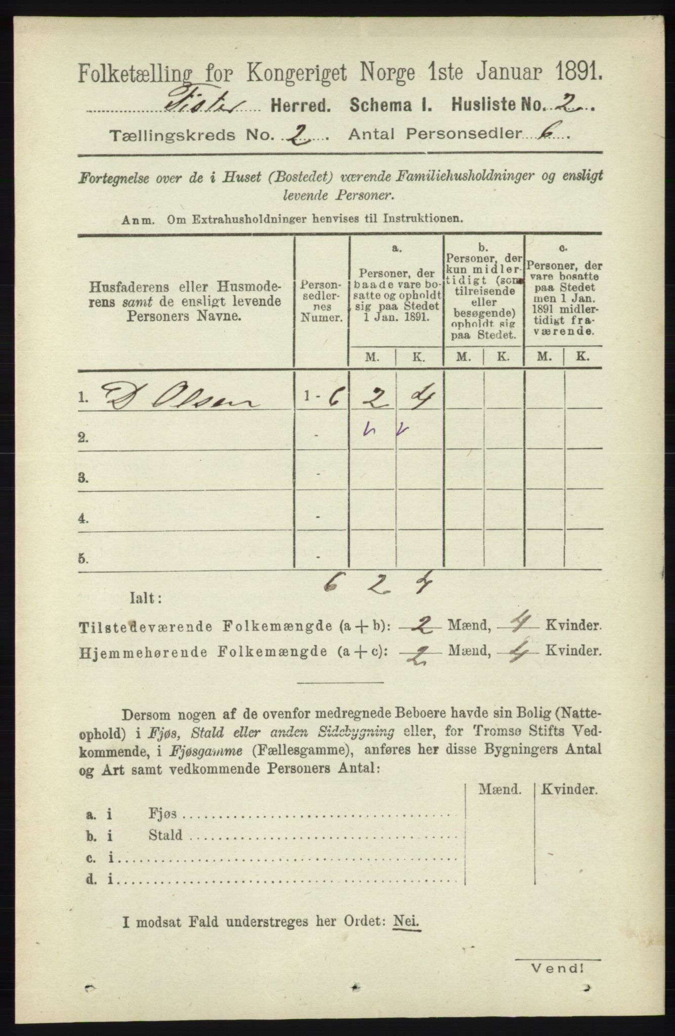 RA, 1891 census for 1132 Fister, 1891, p. 334