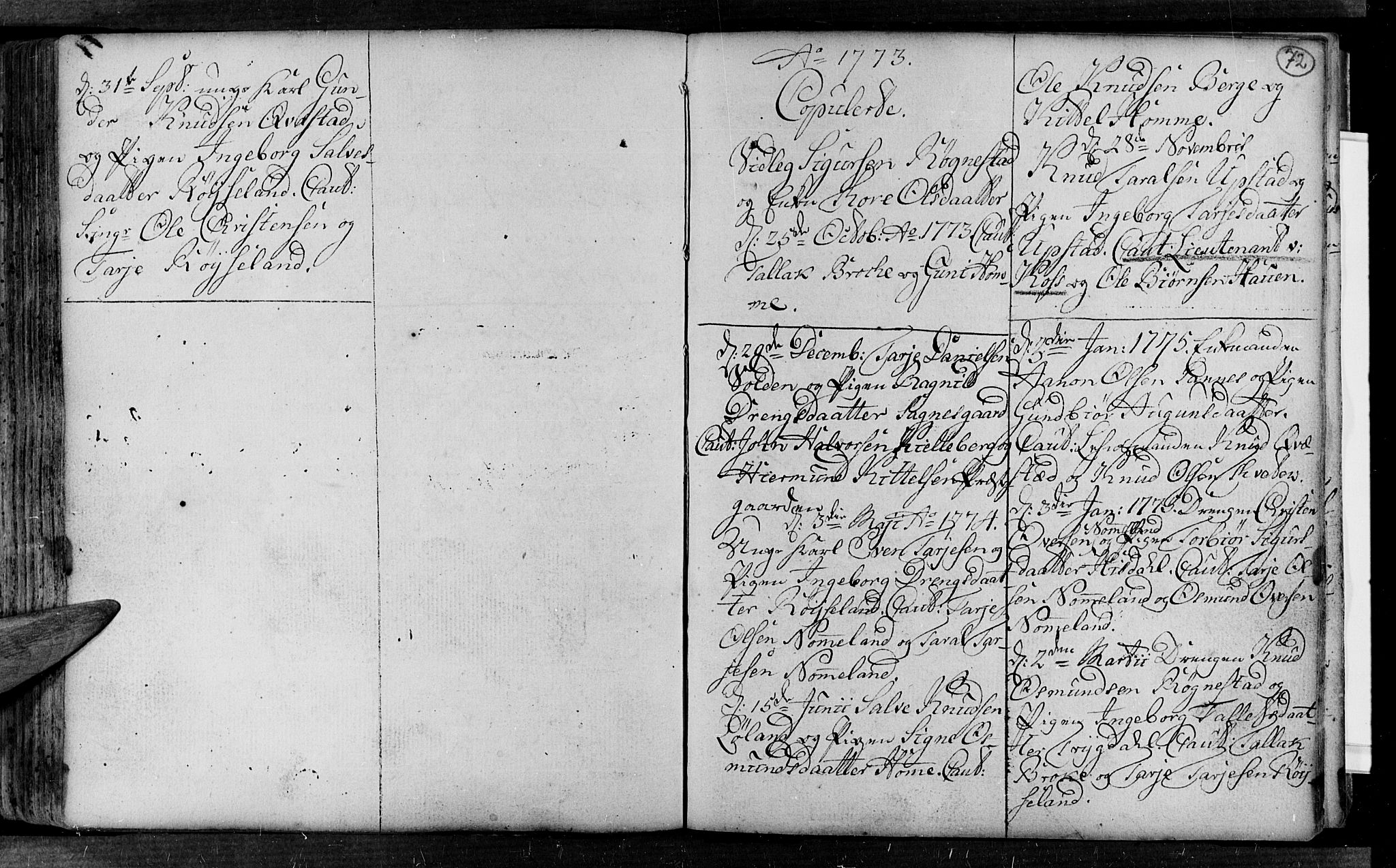 Valle sokneprestkontor, SAK/1111-0044/F/Fa/Fac/L0002: Parish register (official) no. A 2, 1745-1776, p. 72