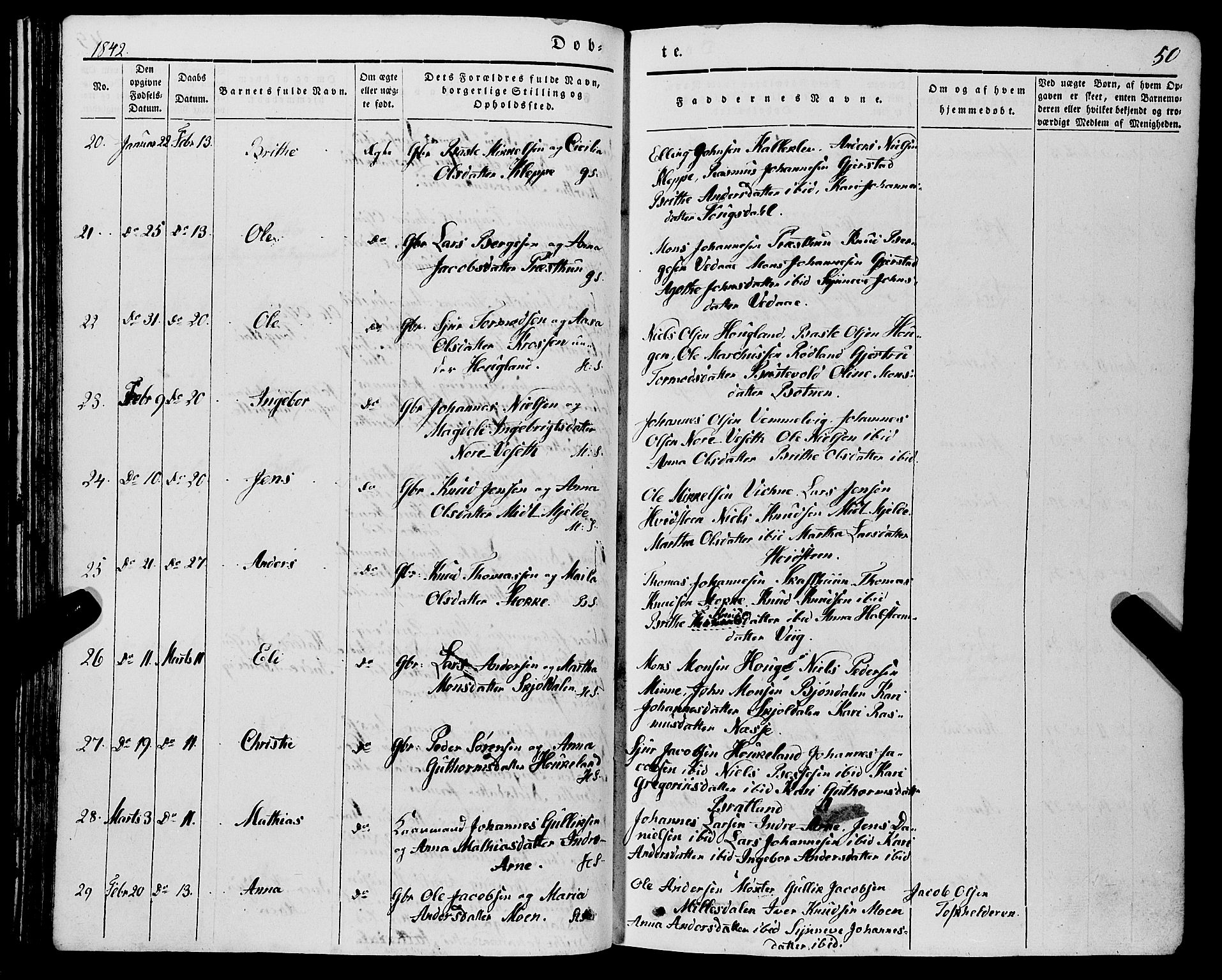 Haus sokneprestembete, SAB/A-75601/H/Haa: Parish register (official) no. A 15, 1838-1847, p. 50