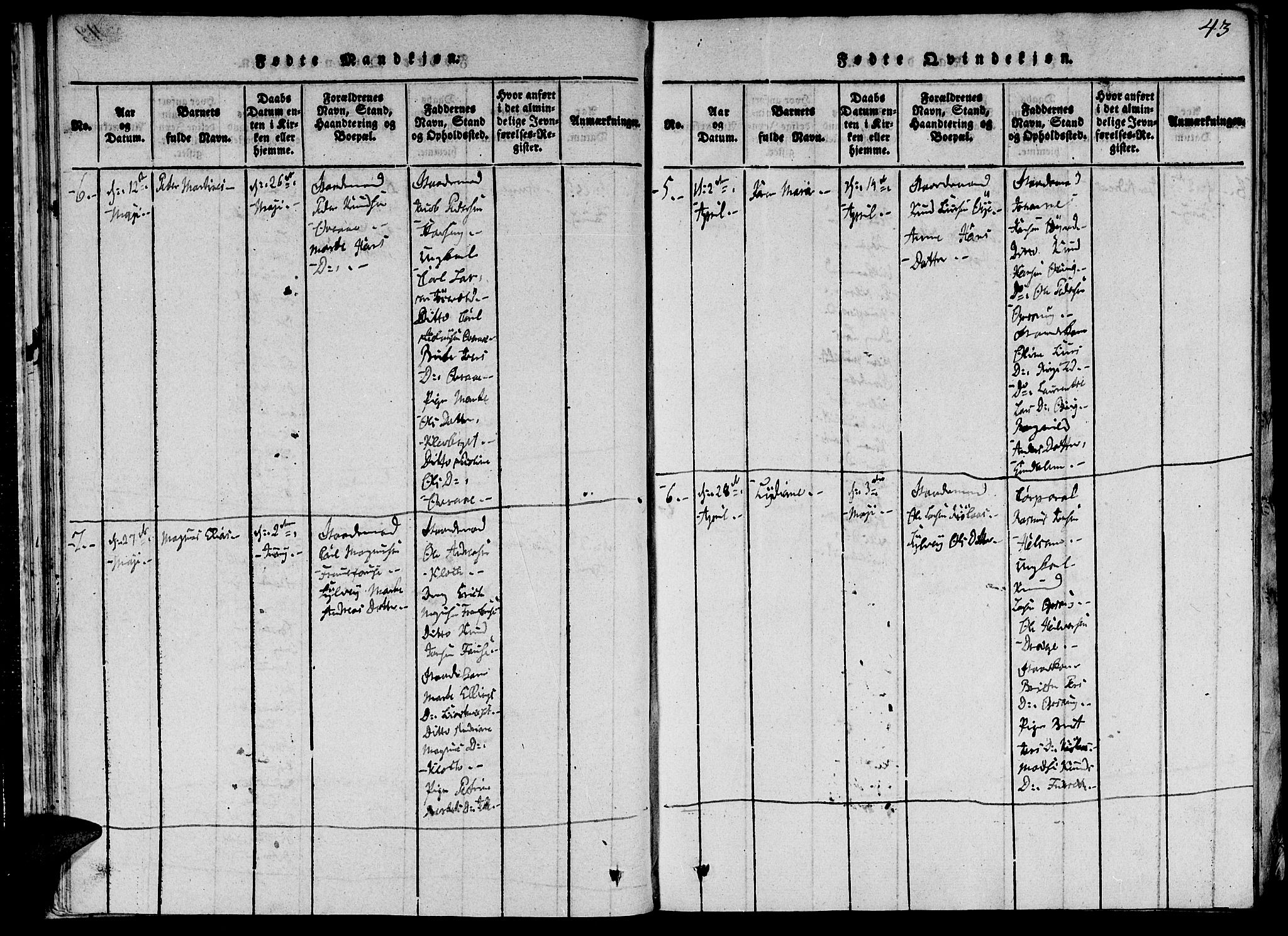 Ministerialprotokoller, klokkerbøker og fødselsregistre - Møre og Romsdal, AV/SAT-A-1454/520/L0273: Parish register (official) no. 520A03, 1817-1826, p. 43