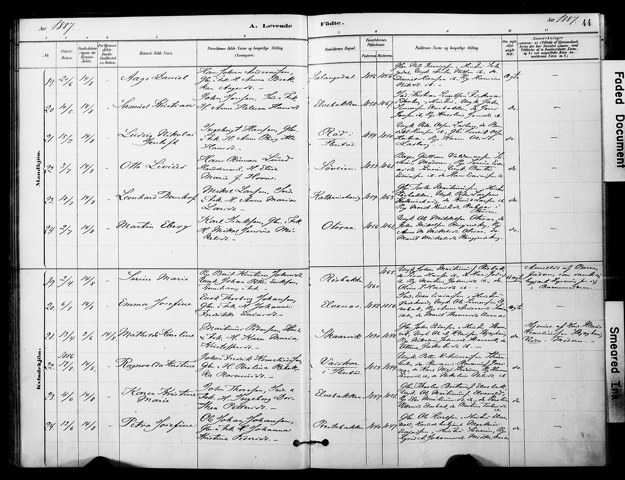 Ibestad sokneprestembete, AV/SATØ-S-0077/H/Ha/Haa/L0014kirke: Parish register (official) no. 14, 1880-1887, p. 44