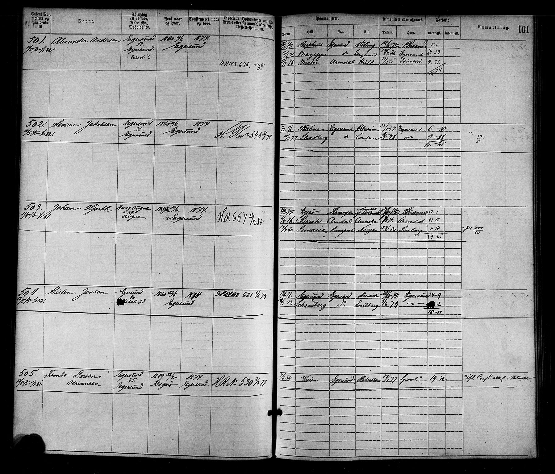 Egersund mønstringskrets, SAK/2031-0019/F/Fa/L0001: Annotasjonsrulle nr 1-1440 med register, O-1, 1869-1895, p. 117