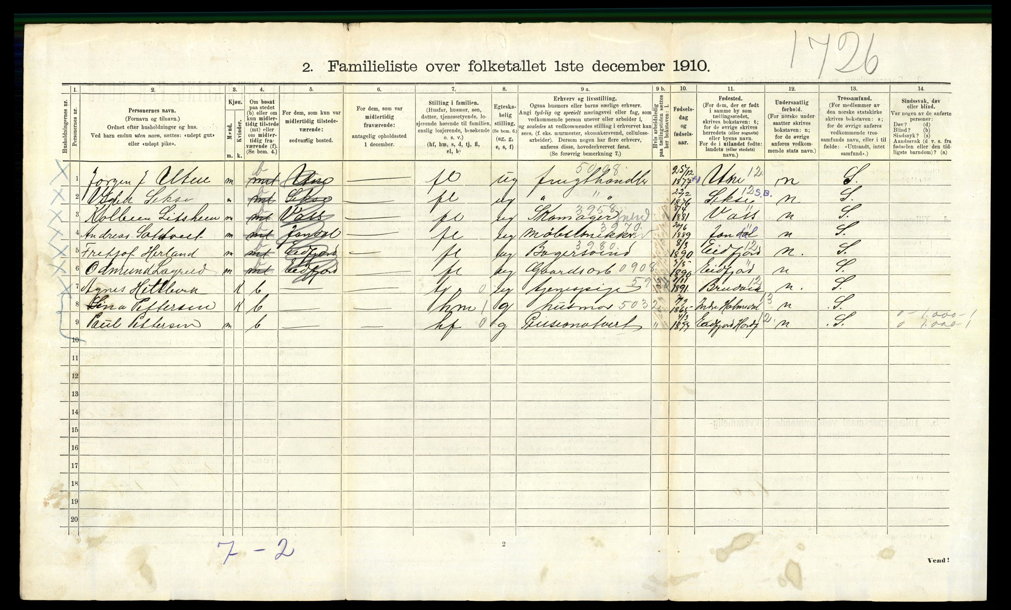 RA, 1910 census for Bergen, 1910, p. 13808