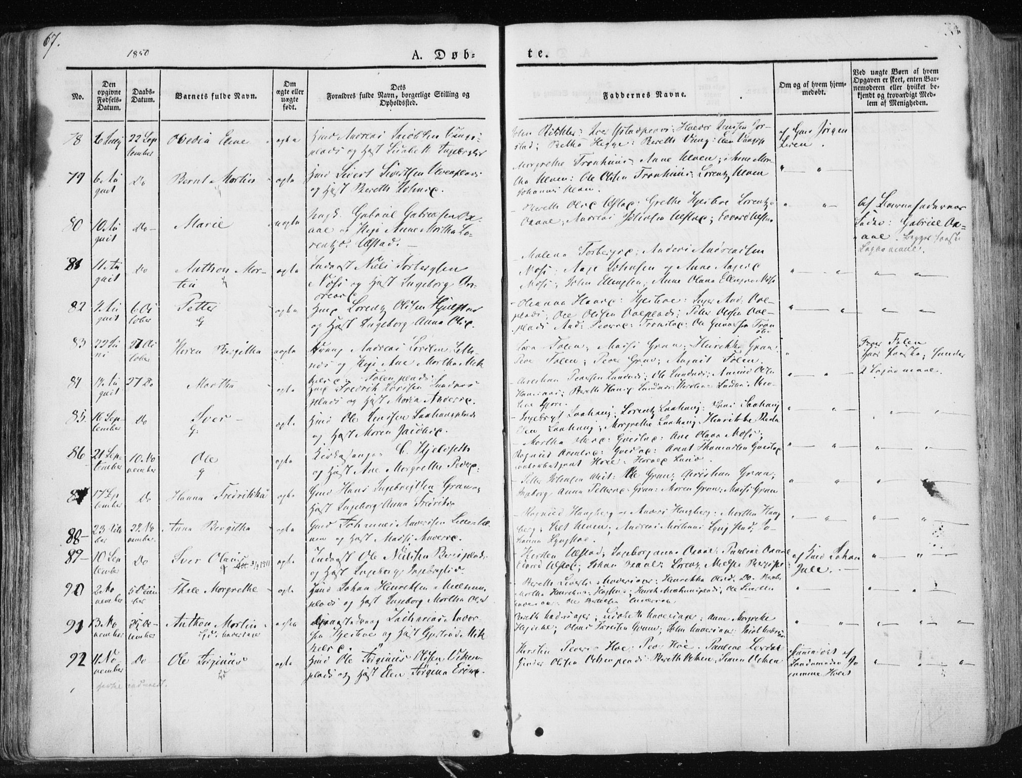 Ministerialprotokoller, klokkerbøker og fødselsregistre - Nord-Trøndelag, SAT/A-1458/730/L0280: Parish register (official) no. 730A07 /1, 1840-1854, p. 67