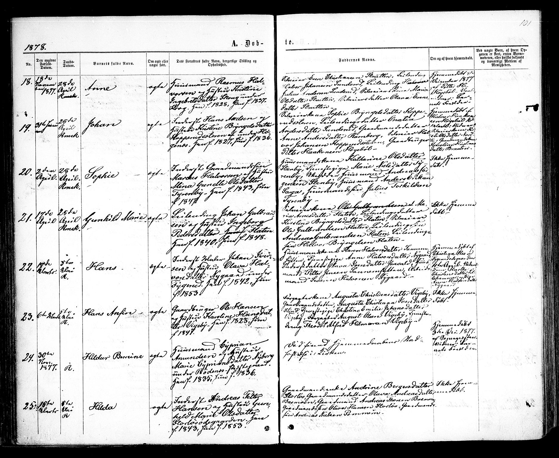 Rødenes prestekontor Kirkebøker, AV/SAO-A-2005/F/Fa/L0008: Parish register (official) no. I 8, 1869-1879, p. 101