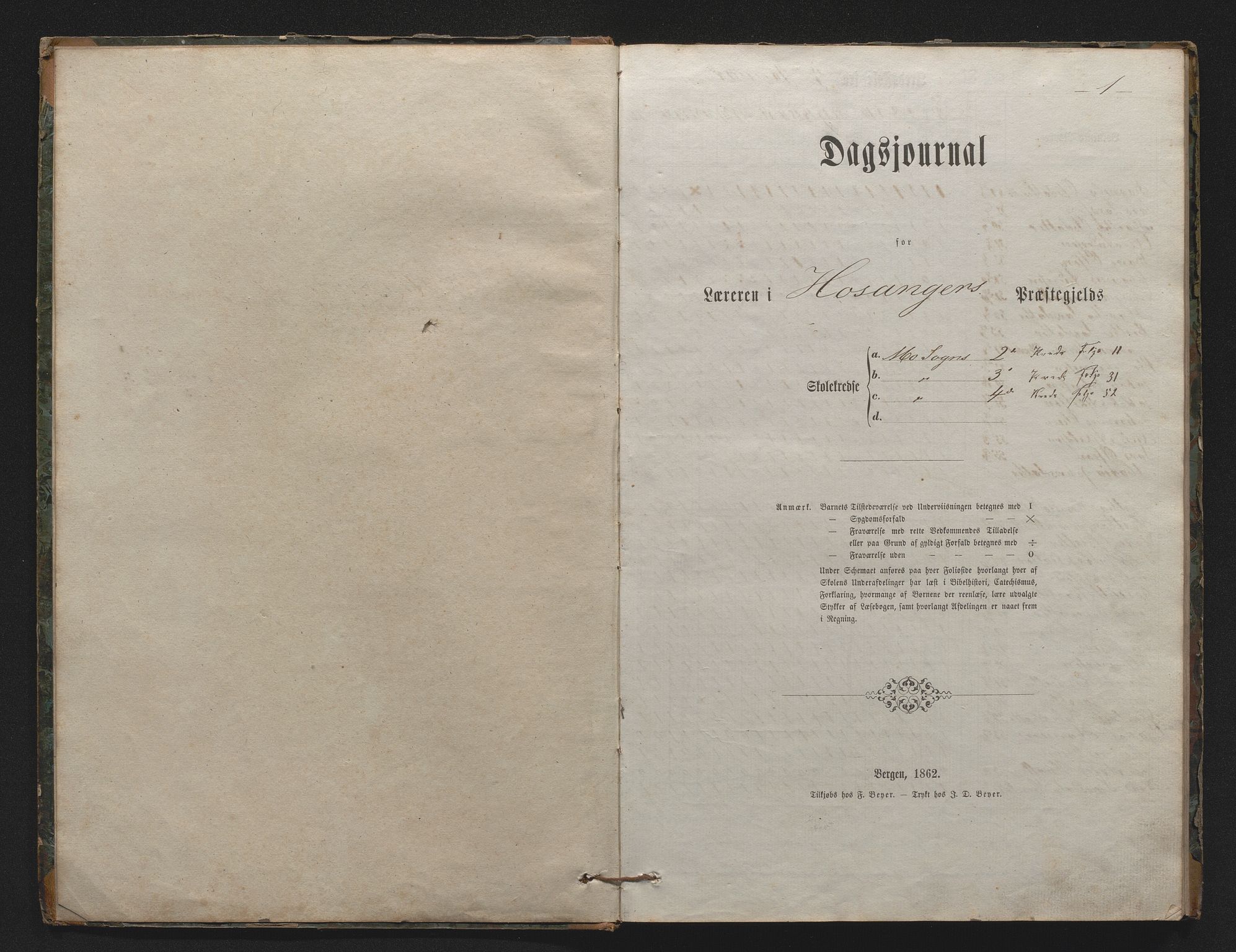 Hosanger sokneprestembete, AV/SAB-A-75801/J/Jb/Jbc/L0002: Dagsjournal for læraren i Mo sokn i Hosanger prestegjeld, 1863-1870