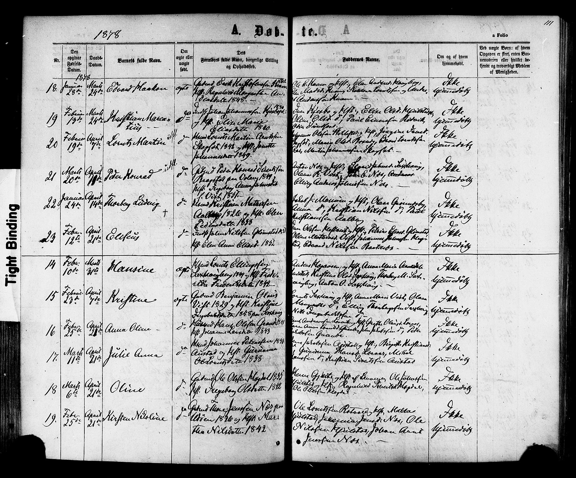 Ministerialprotokoller, klokkerbøker og fødselsregistre - Nord-Trøndelag, AV/SAT-A-1458/730/L0284: Parish register (official) no. 730A09, 1866-1878, p. 111